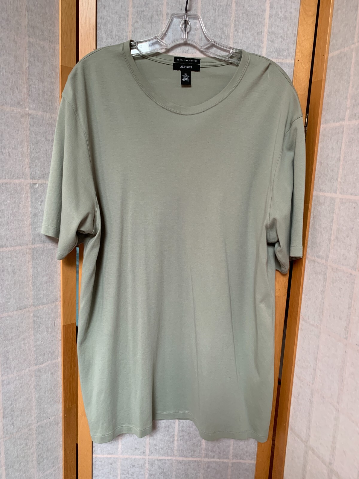 ALFANI Men’s Size XL Green S. Sleeve Dress T-Shirt-100% Pima Cotton
