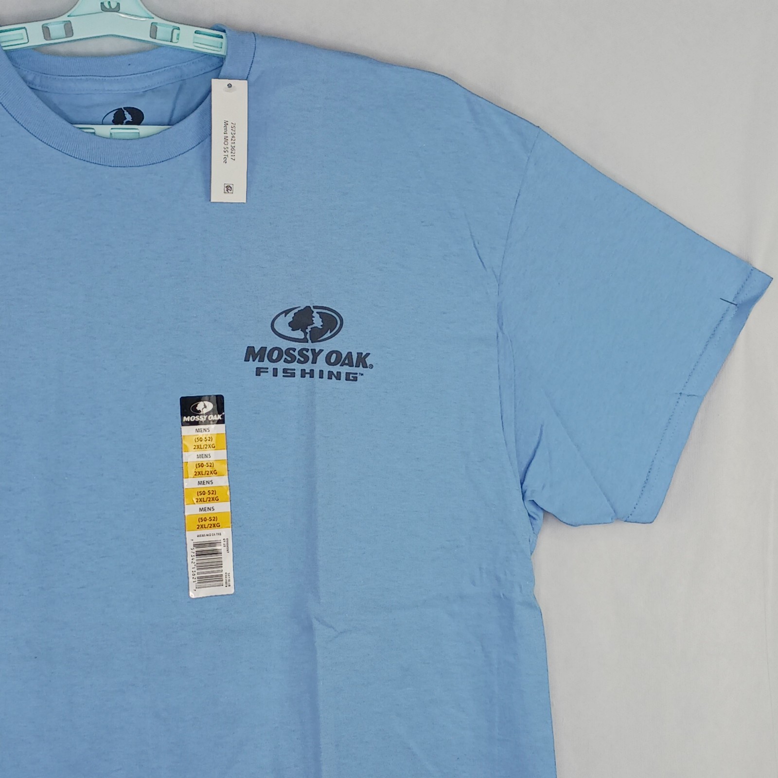 Mossy Oak Men’s Fishing T-Shirt Outdoors Sportsman Lightblue 2XL 50-52 summer