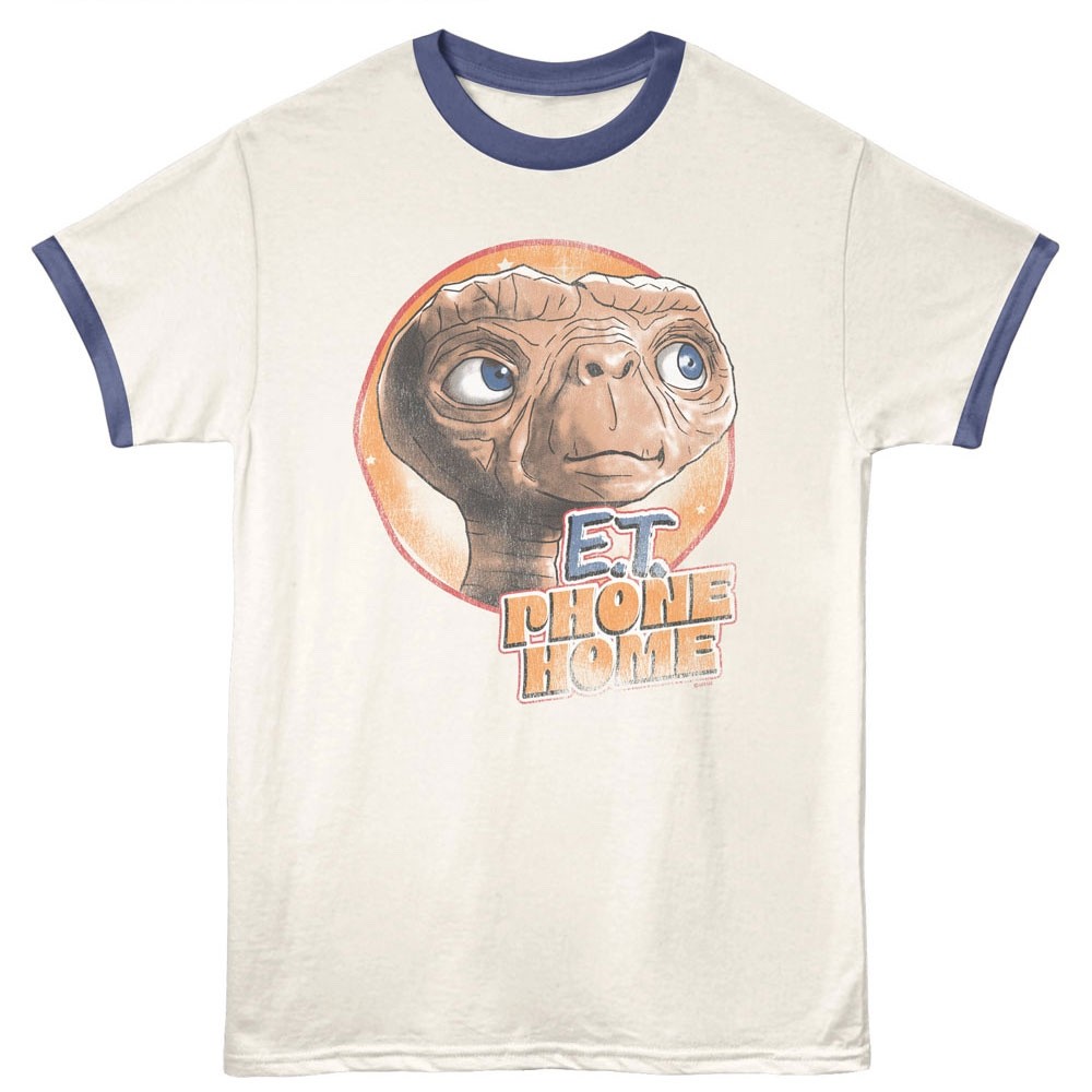 E.T. Movie Ringer T-Shirt Mens ICONIC PHONE HOME Vintage White / India Ink