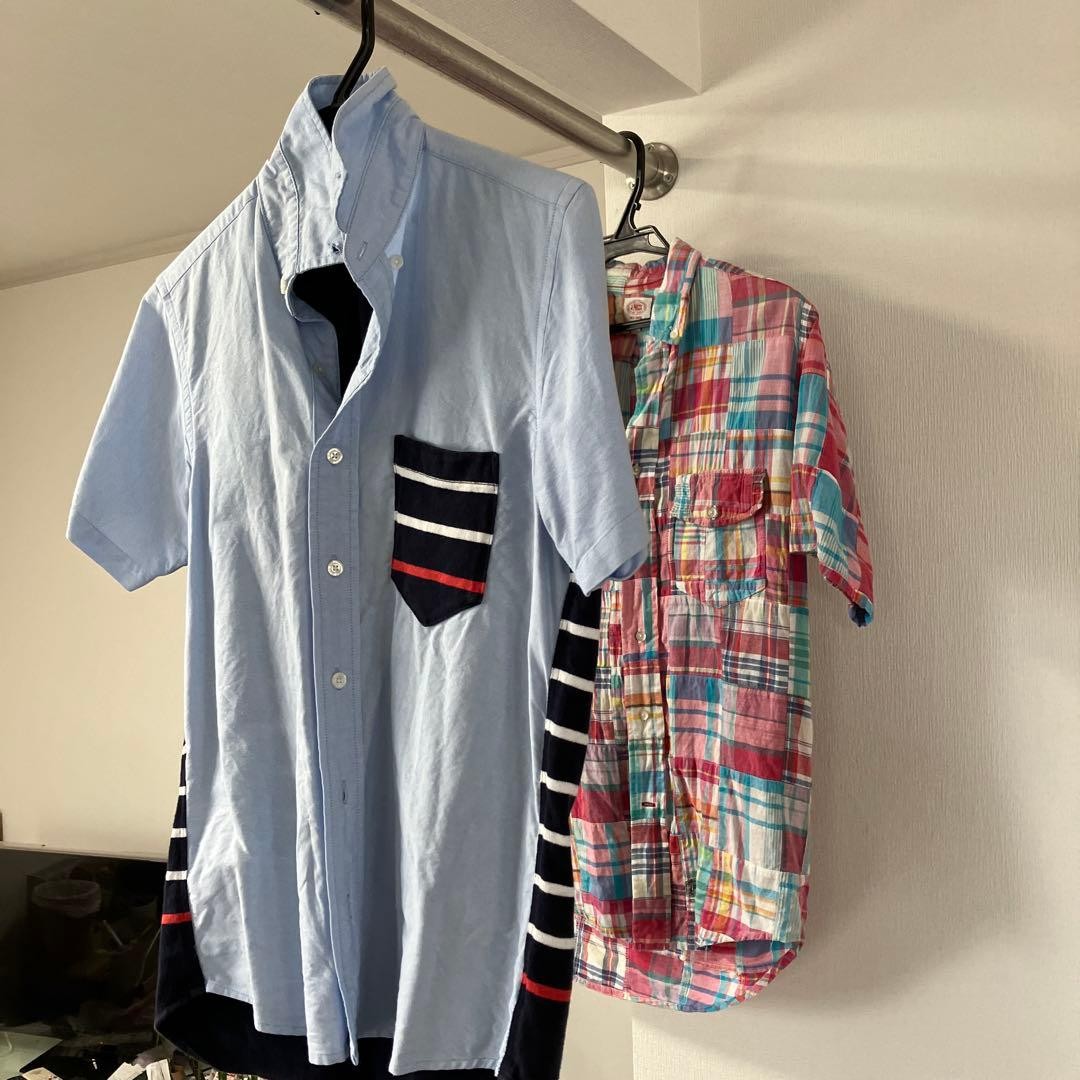 J.PRESS RED LABEL & BASE CONTROL Short Sleeve Shirt Set, Size M