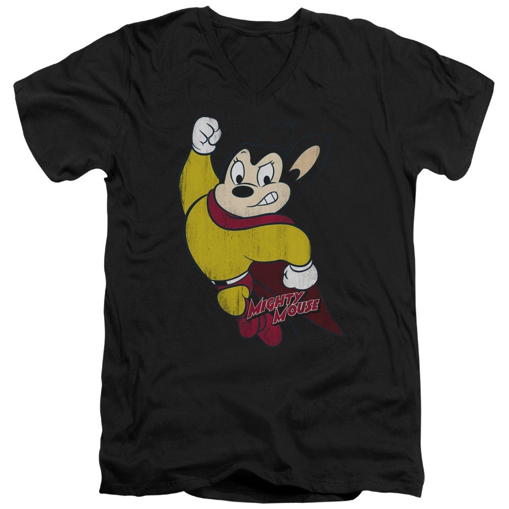 Mighty Mouse Classic Hero Men’s T-Shirt Distressed Officially Licensed S-5XL Tee