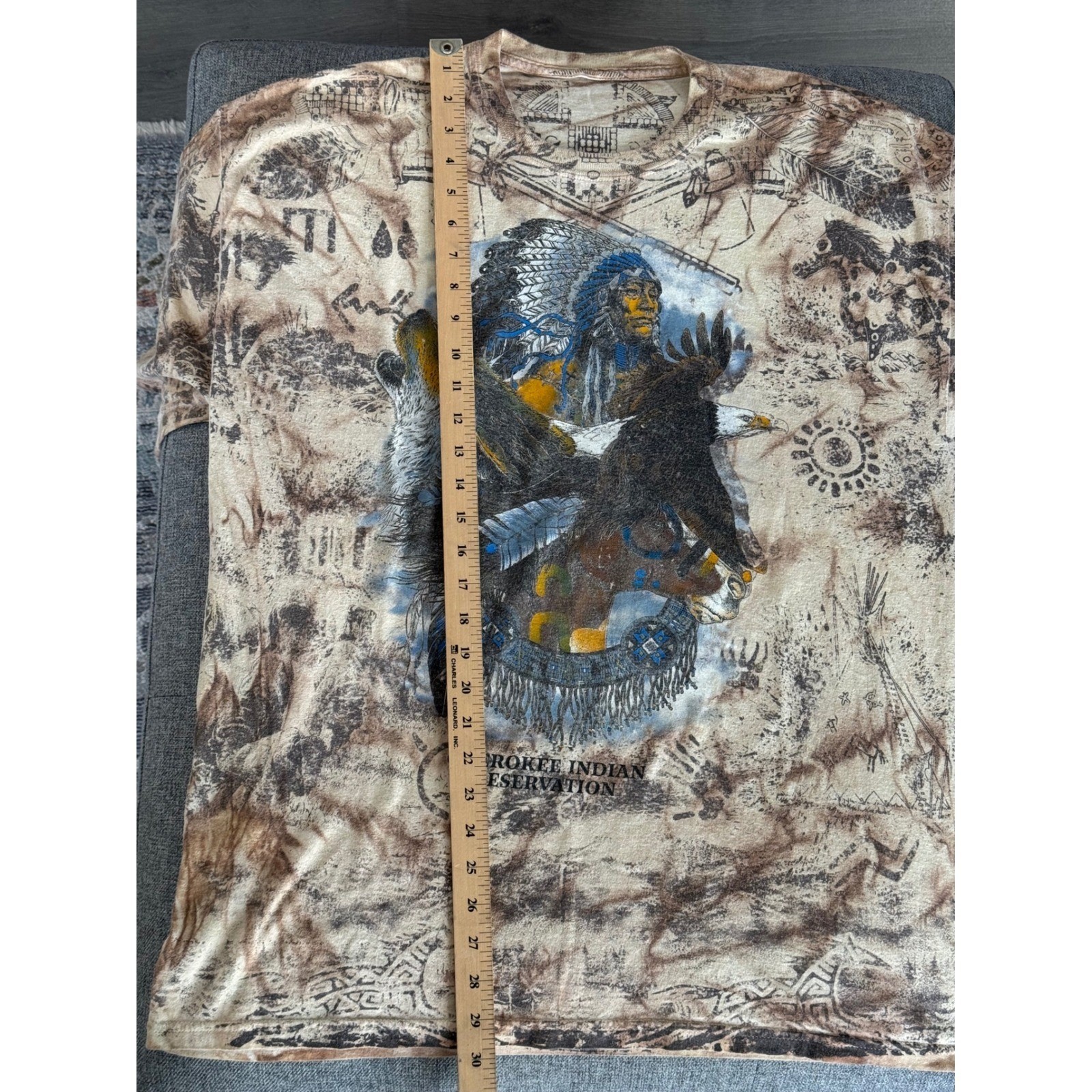 Mens Native American Indian Chief Wolf Eagle Graphic T Shirt All Over Print
