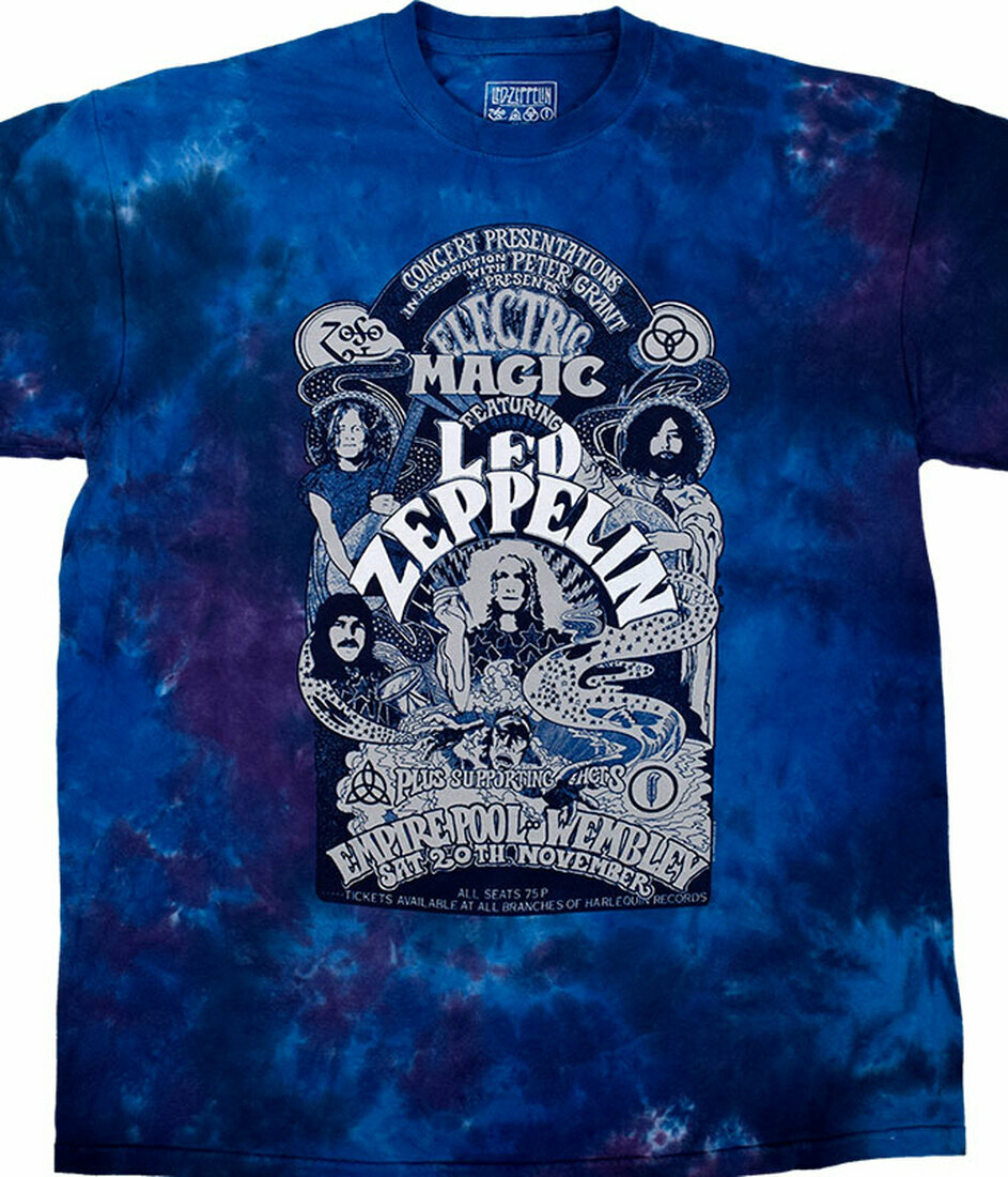 LED ZEPPELIN-WEMBLEY 71-PAGE PLANT-TIE DYE T-SHIRT S-M-L-XL-2X Page,Plant,Bonham