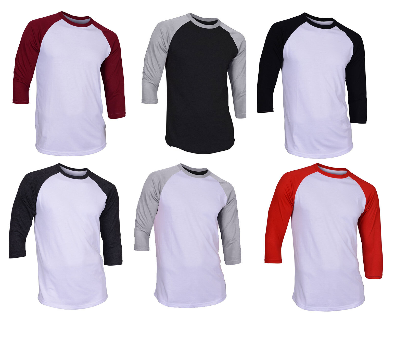 Dream USA Men’s Casual 3/4 Sleeve Raglan Jersey Shirt 2XL