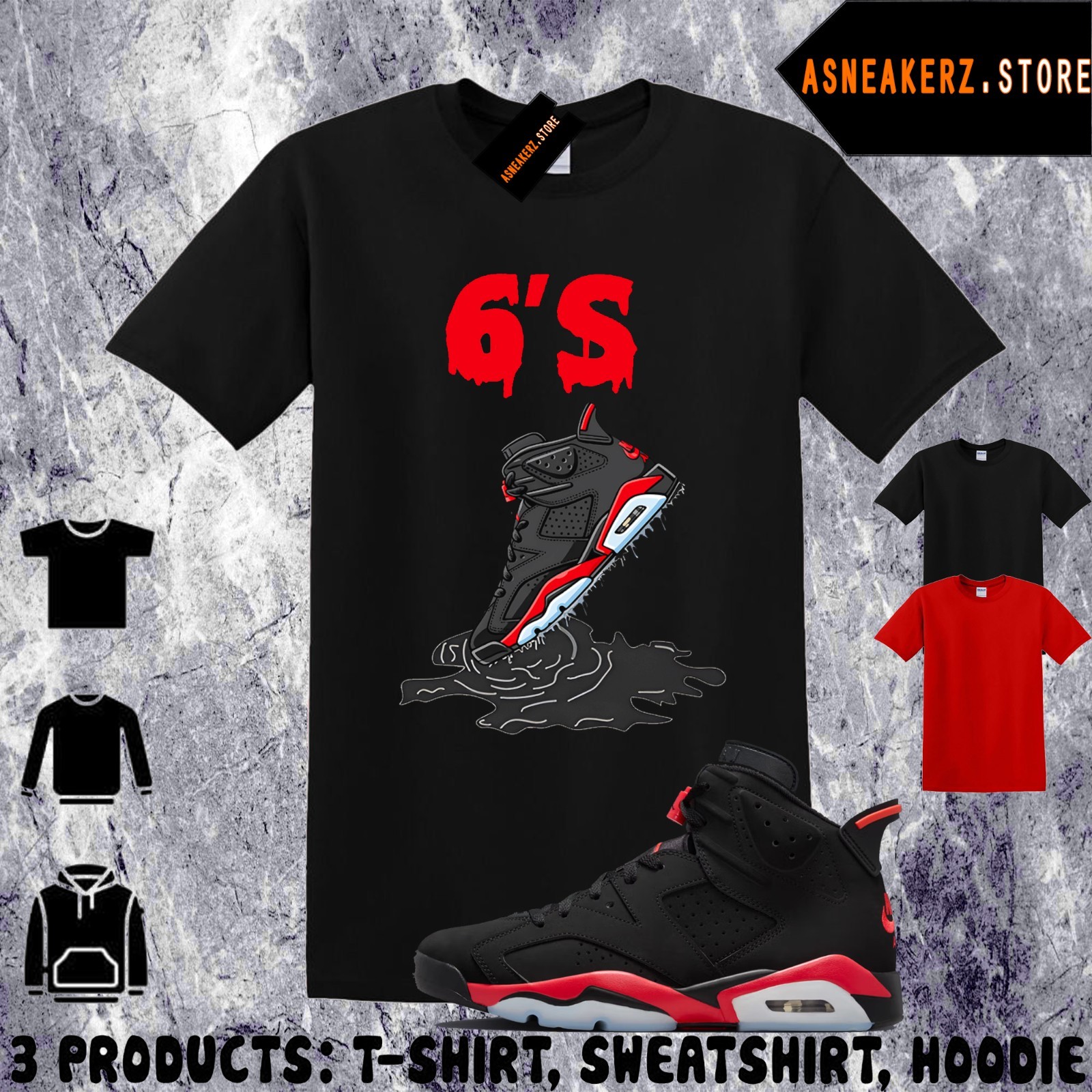 Tee Shirt Matching AJ 6 Infrared Salesman 2026 To Match Sneaker Shoe Dripping 6s