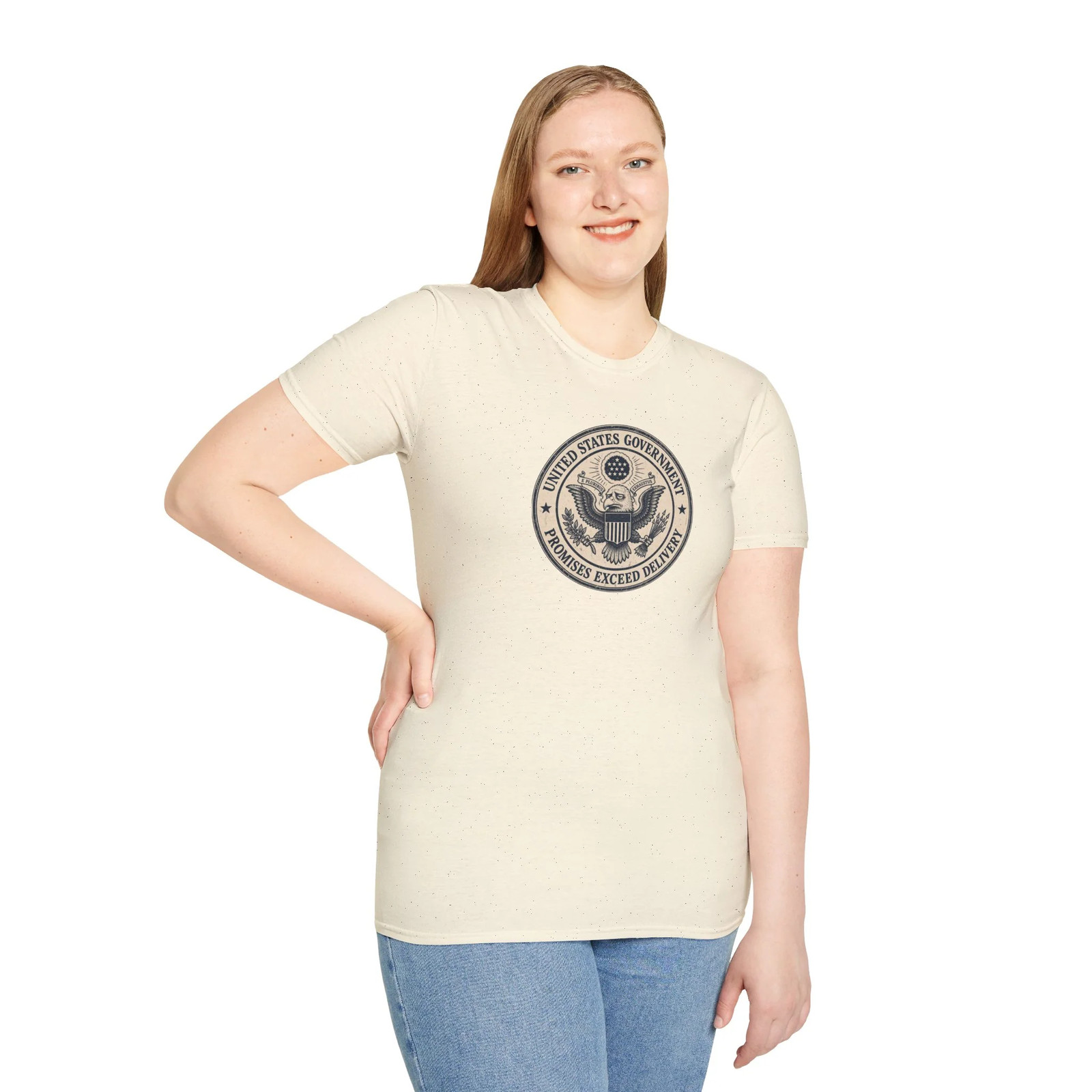US Government Seal T Shirt Promises Exceed Delivery Funny Unisex Graphic Tee