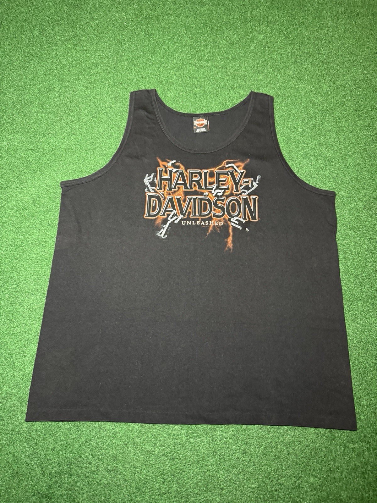 Harley Davidson Unleashed Tank Top Vintage 90s Sleeveless Biker Shirt Grunge