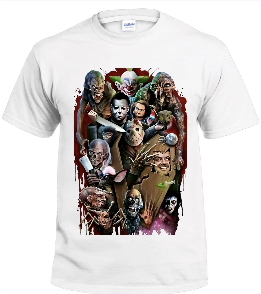 Halloween Horror Movies Men’s T-Shirt White, Black or Gray Small to 3X-Large