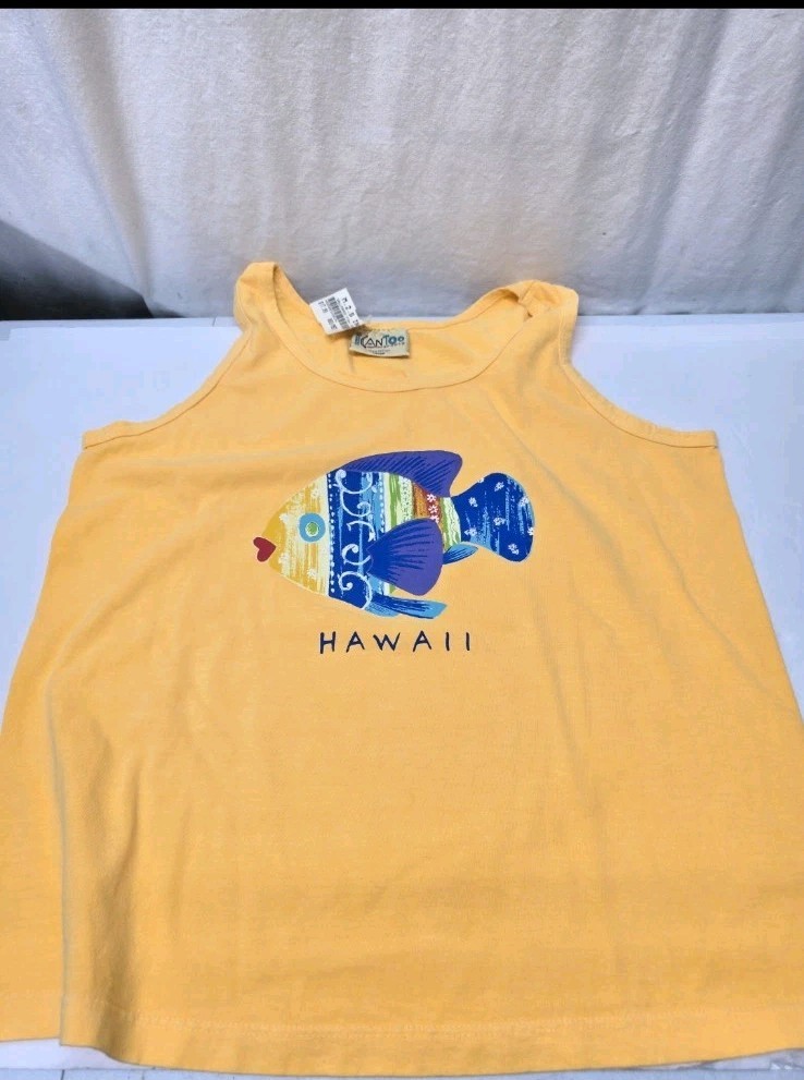 Vintage Hawaii Tank T Shirt Size Medium Yellow Multi Color Canoo New With Tags