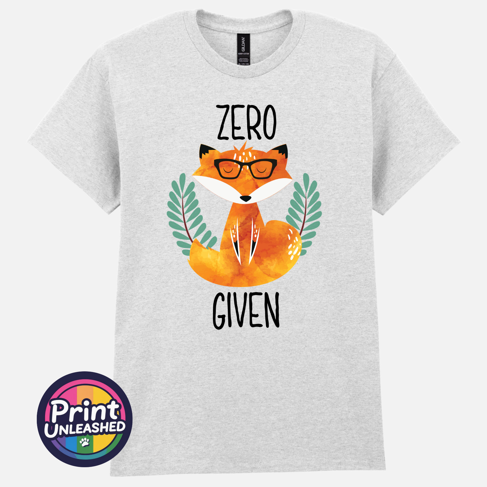 Zero Fox Given Graphic Tee Funny Printed Slogan T-Shirt Zen Fox Print Fun Gift