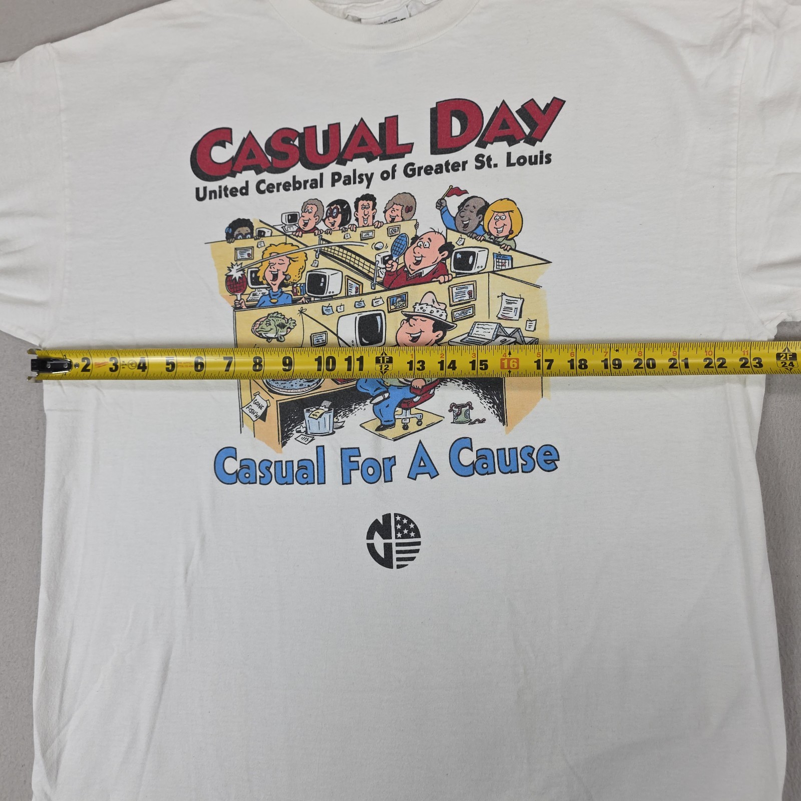 Vintage United Cerebral Palsy Casual Day Shirt Mens XL White St. Louis Cartoon