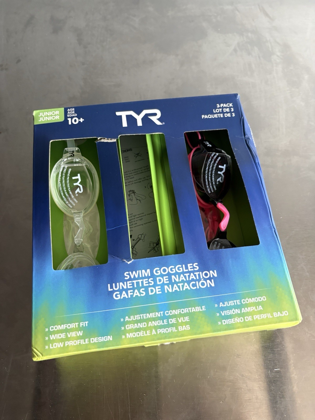 TYR Junior Swim Goggles 2-Pack (Ages 10+) – UV Protection Anti-Fog (Black/Clear)