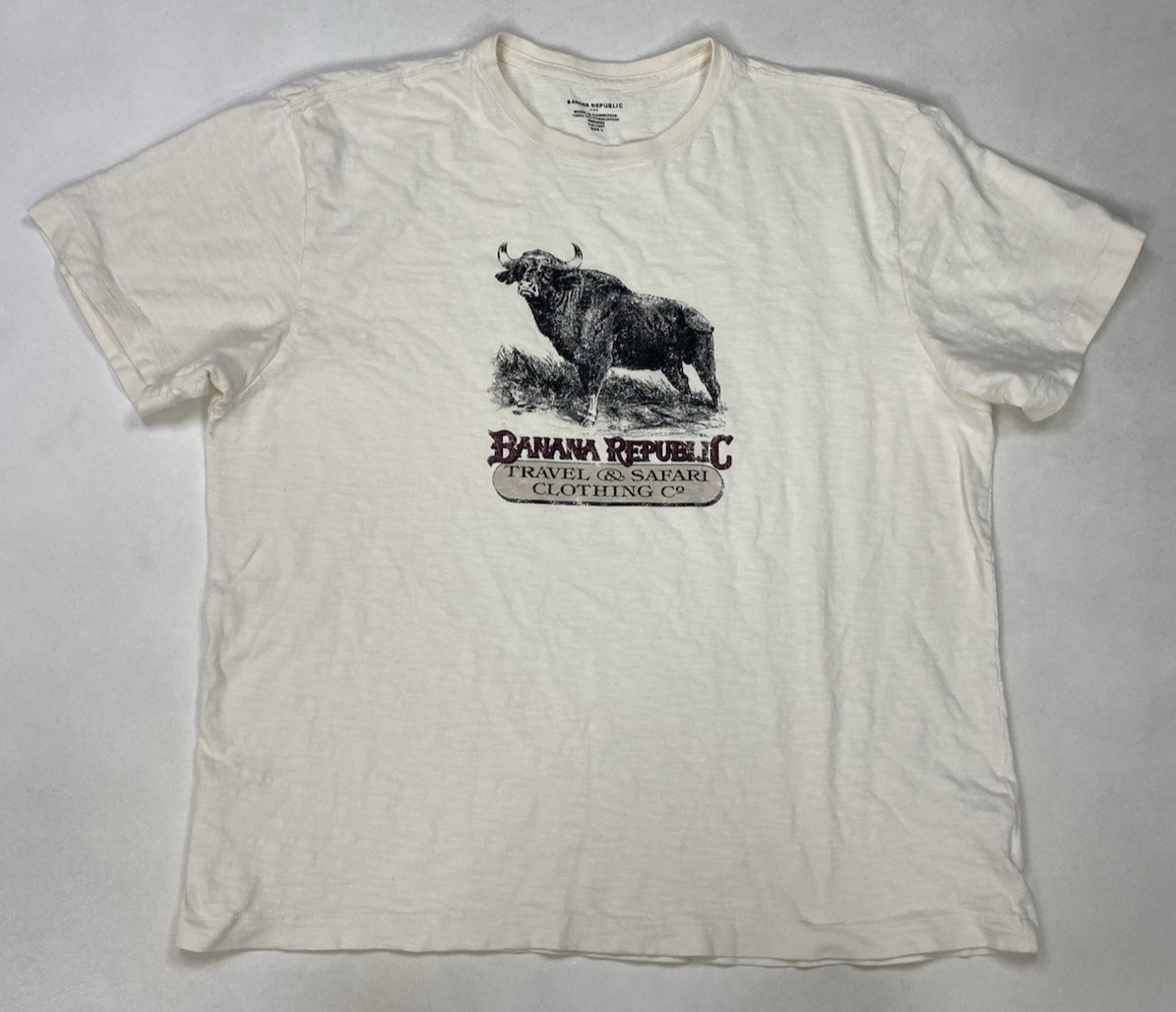 Banana Republic Travel & Safari Bull Graphic T-shirt Men Large Short Sleeve