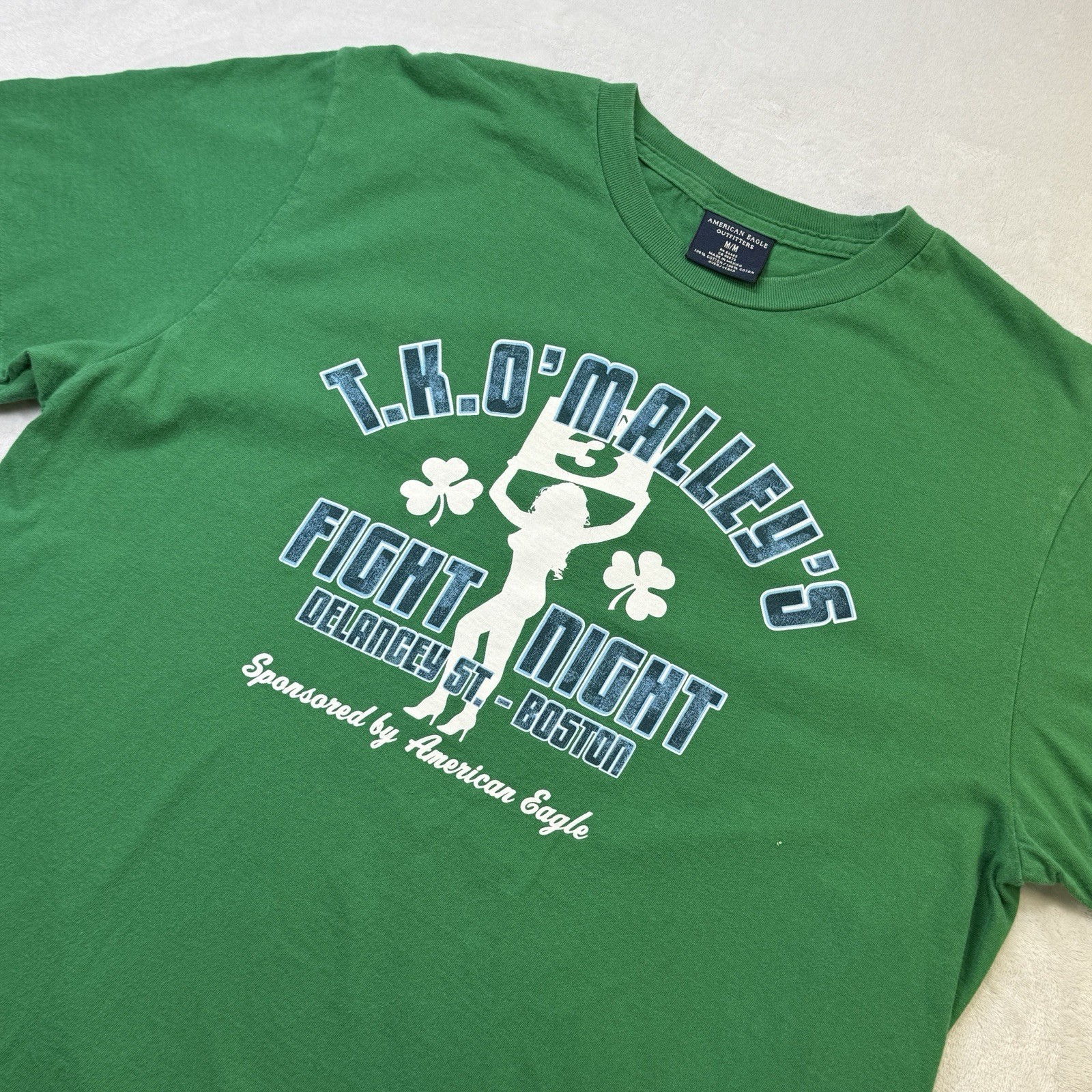 American Eagle TKO Malley’s Fight Night Boston Tee Green M Y2K VTG