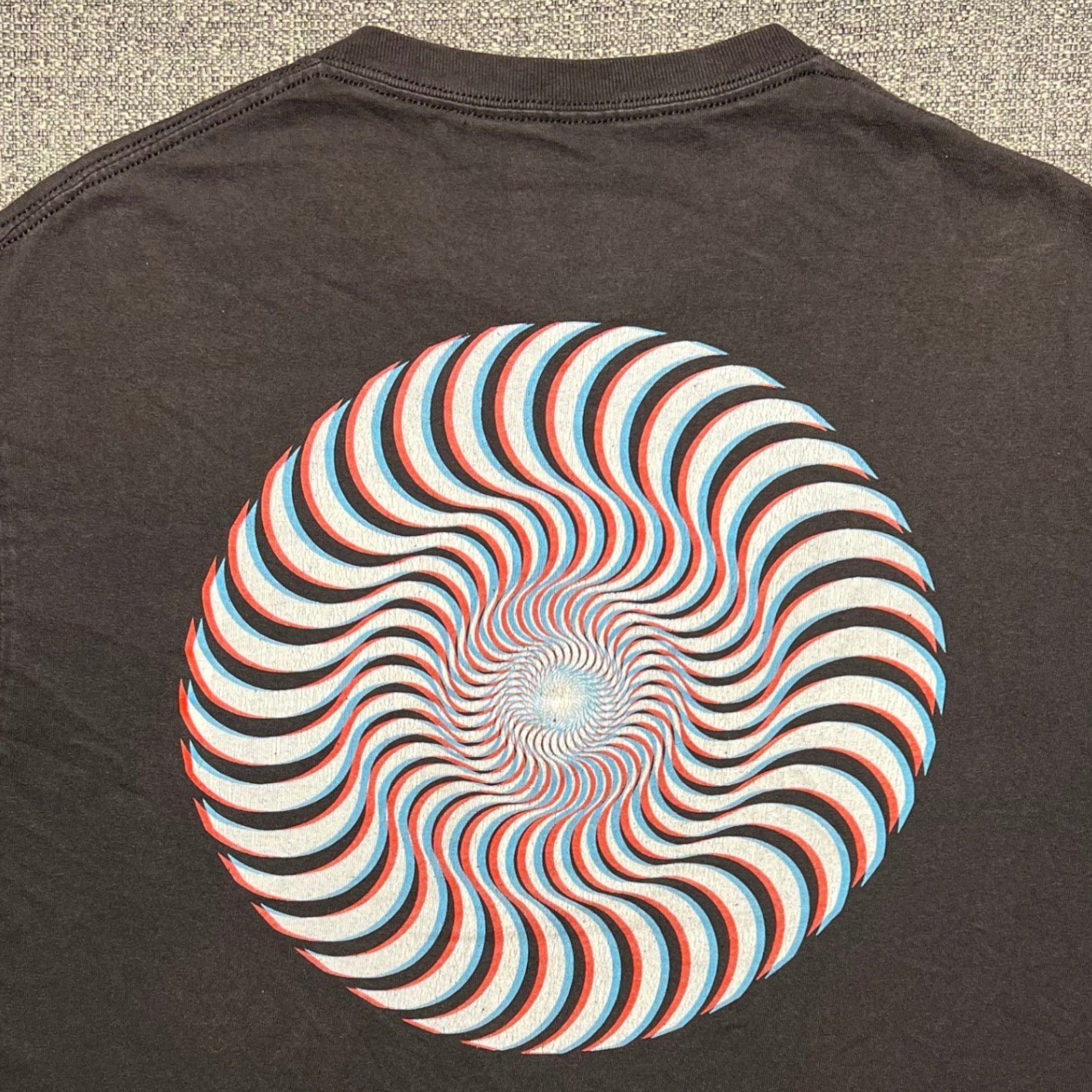 Spitfire Wheels T Shirt Black Cotton Bighead 3D Swirl Skateboard Logo Mens Large