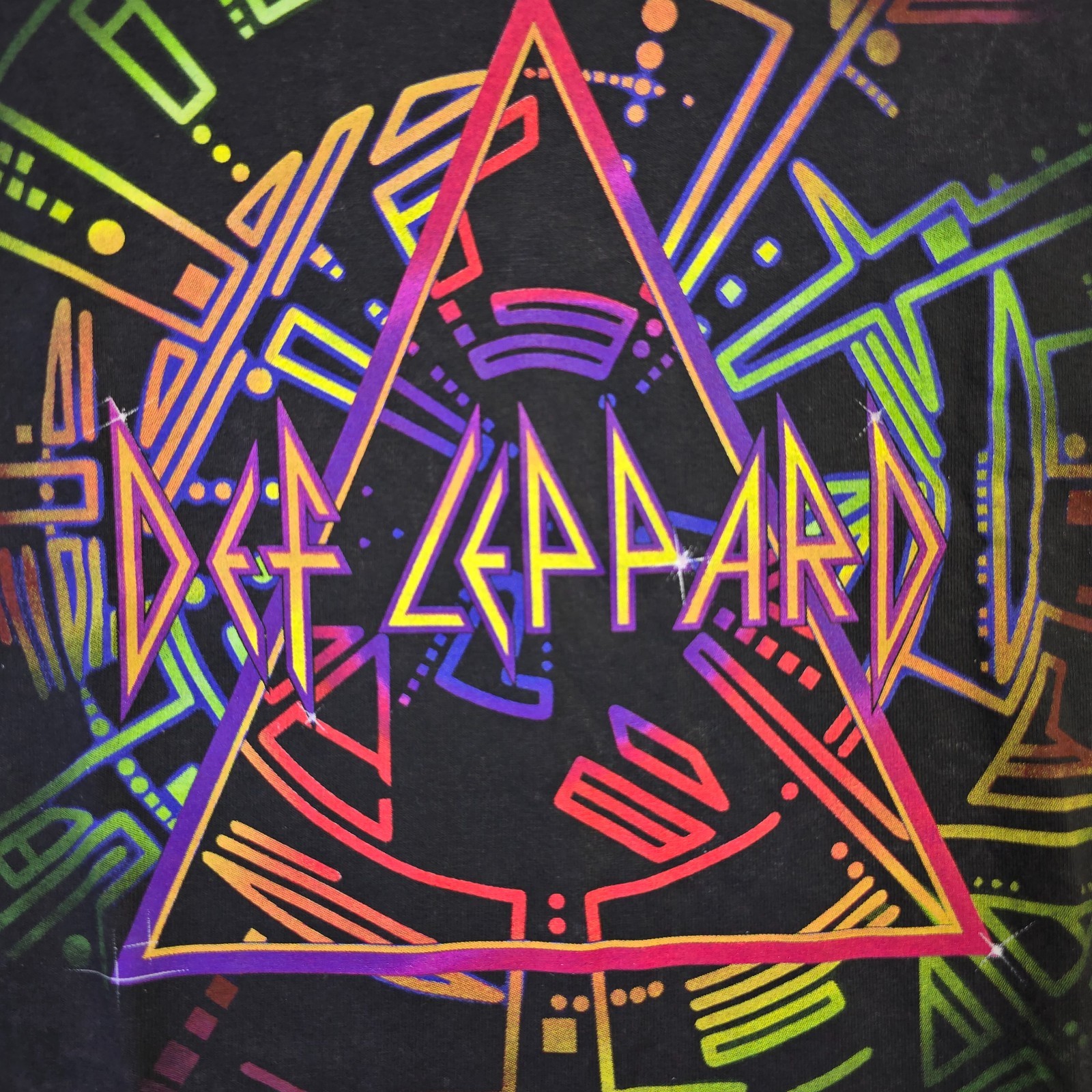 DEF LEPPARD SHIRT Mens Small Black Tie Dye CASUAL METAL Rock Music Concert NWT