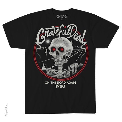 GRATEFUL DEAD-ON THE ROAD AGAIN 1980-SKLTN-T SHIRT S-M-L-XL-2X-3X,5X,6X Garcia