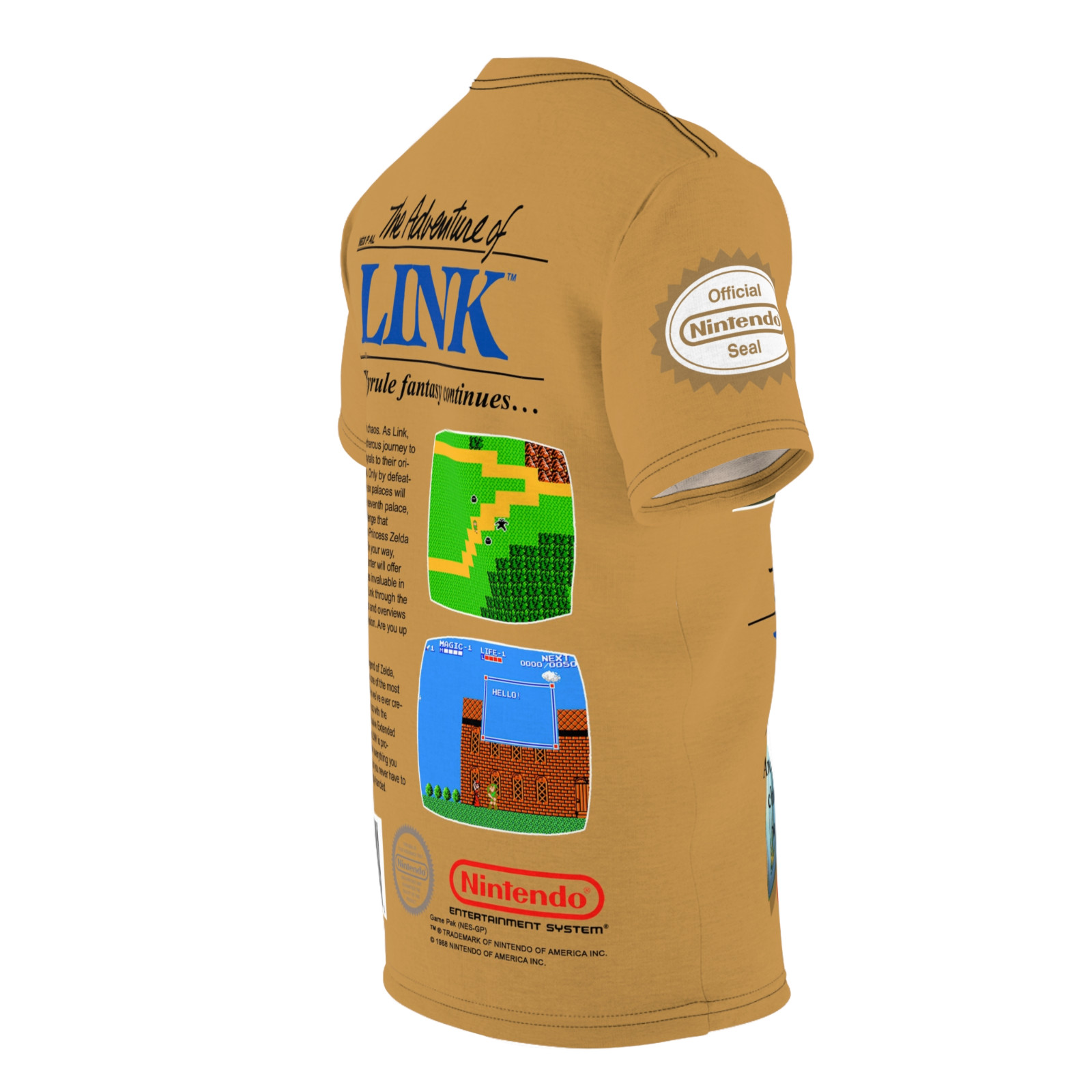 Zelda II: The Adventure of Link 1998 NES Retro Nintendo Video Game Cover T-Shirt