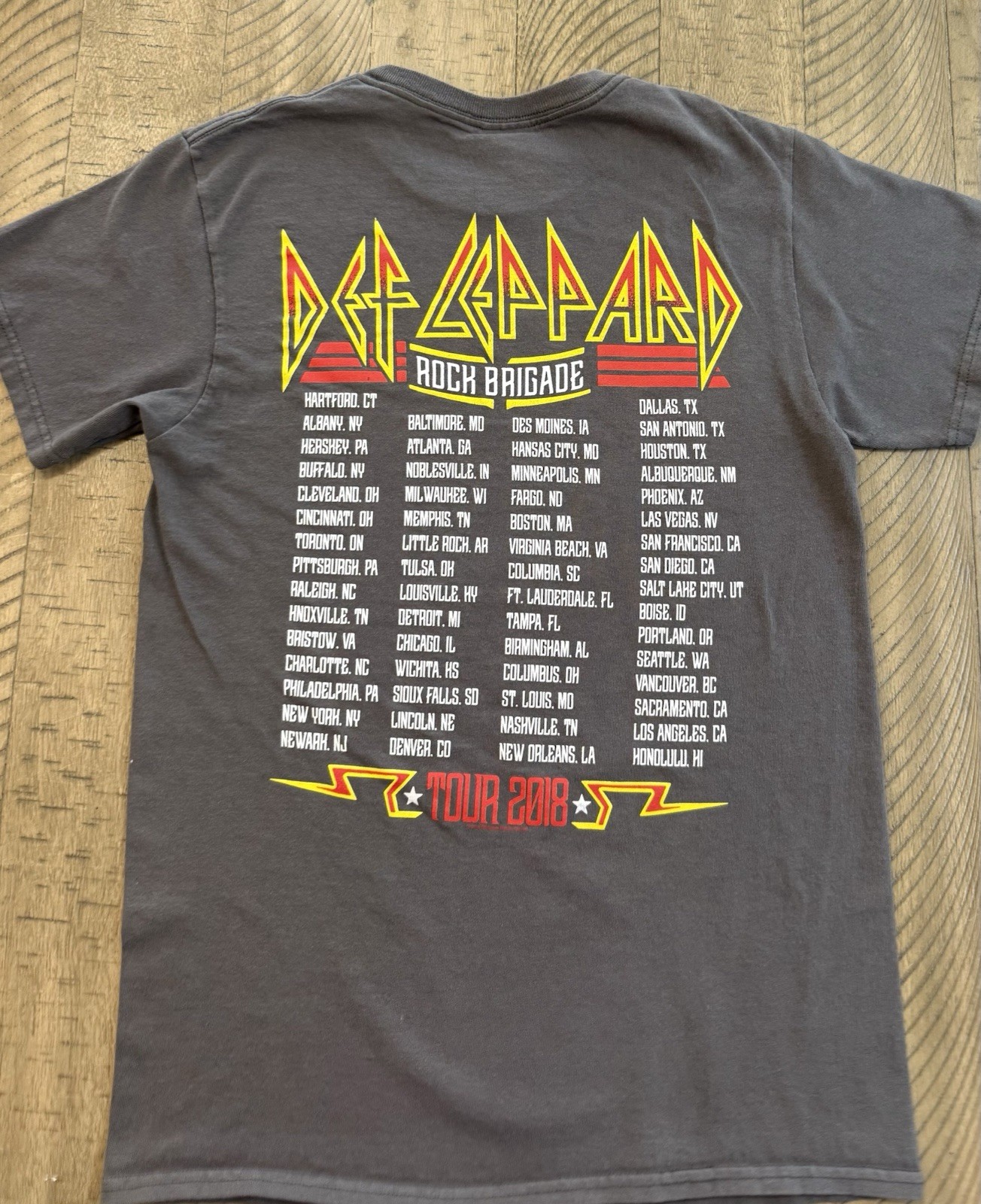 Delta Pro Weight Def Leppard Rock Brigade Tour 2018 Gray Graphic Tee S