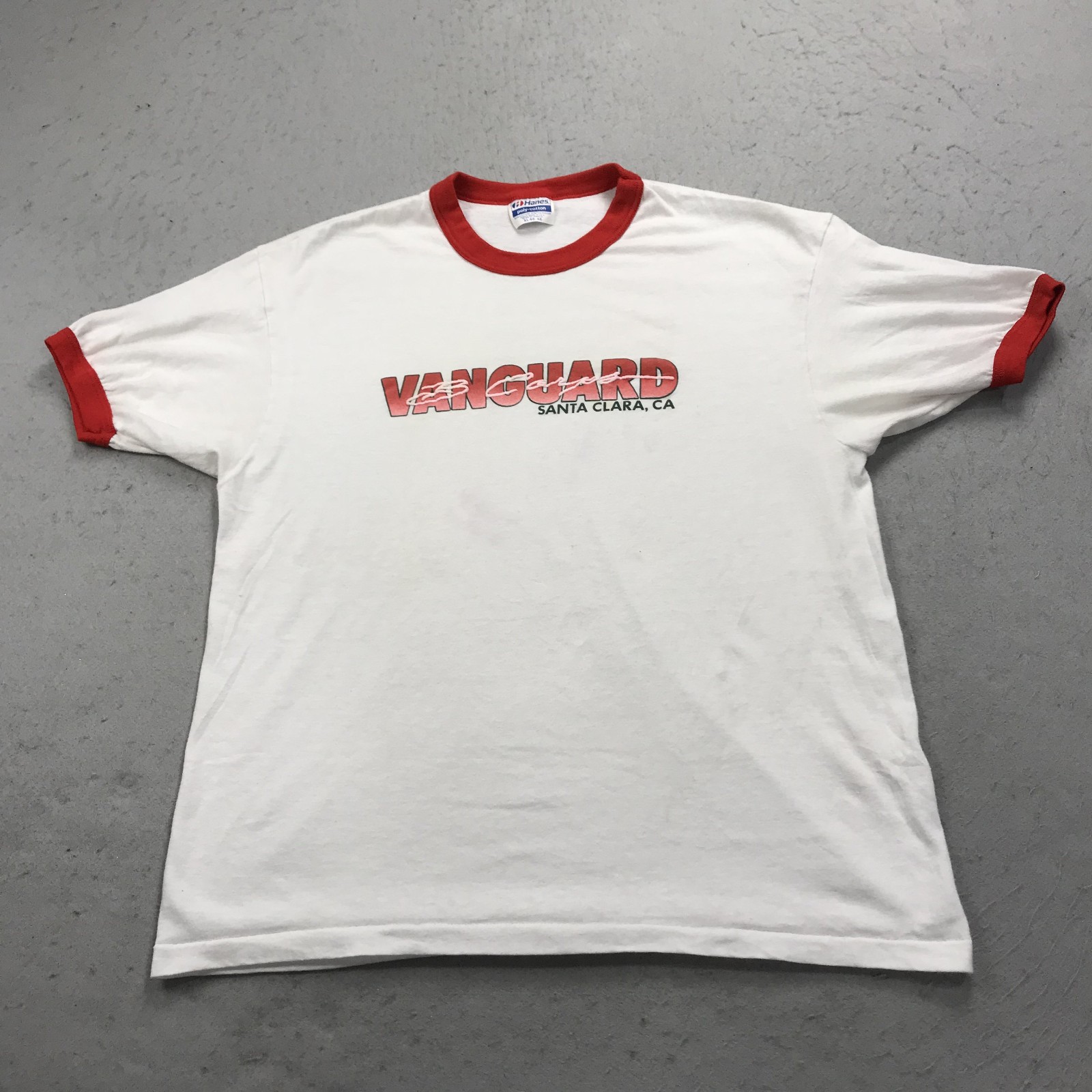 VINTAGE Santa Clara Vanguard Shirt Mens XL Drumline Single Stitch Ringer 80s