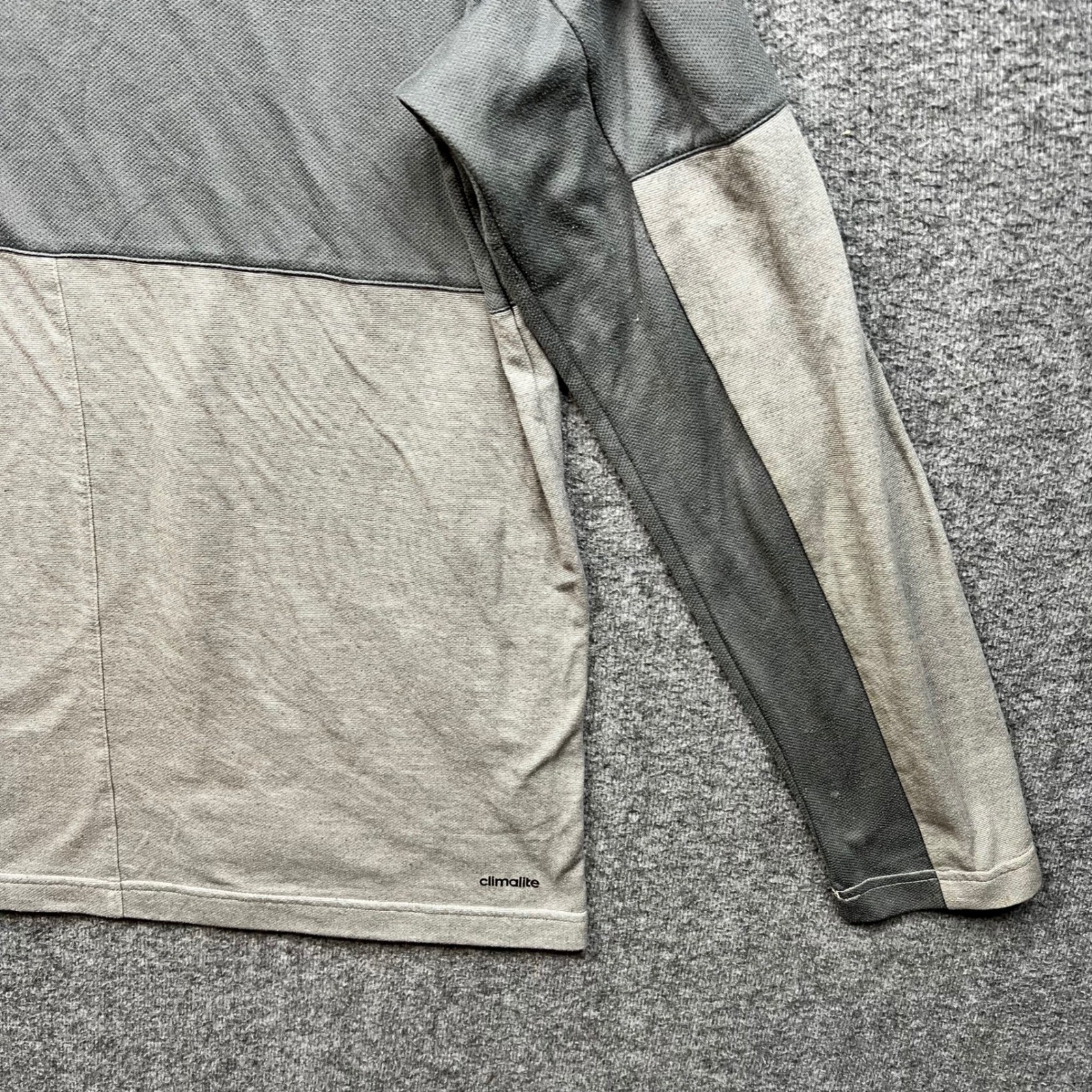 Adidas Shirt Mens Large Gray Climalite Two Tone Long Sleeve Athletic Tee L