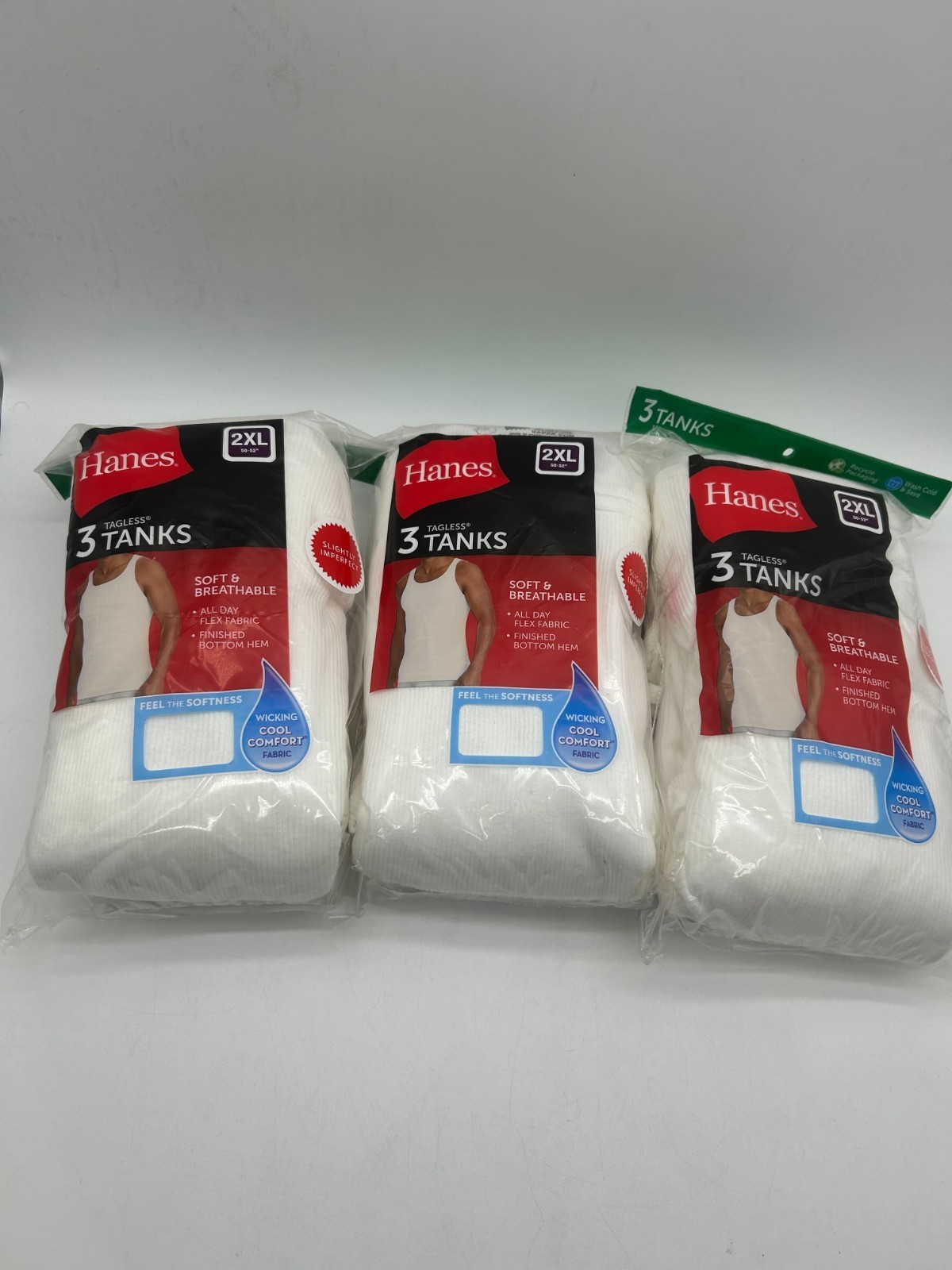 Hanes Men’s 2X-Large Tagless Tank Tops – 9 Pack (3x 3-Pack) Factory Imperfect