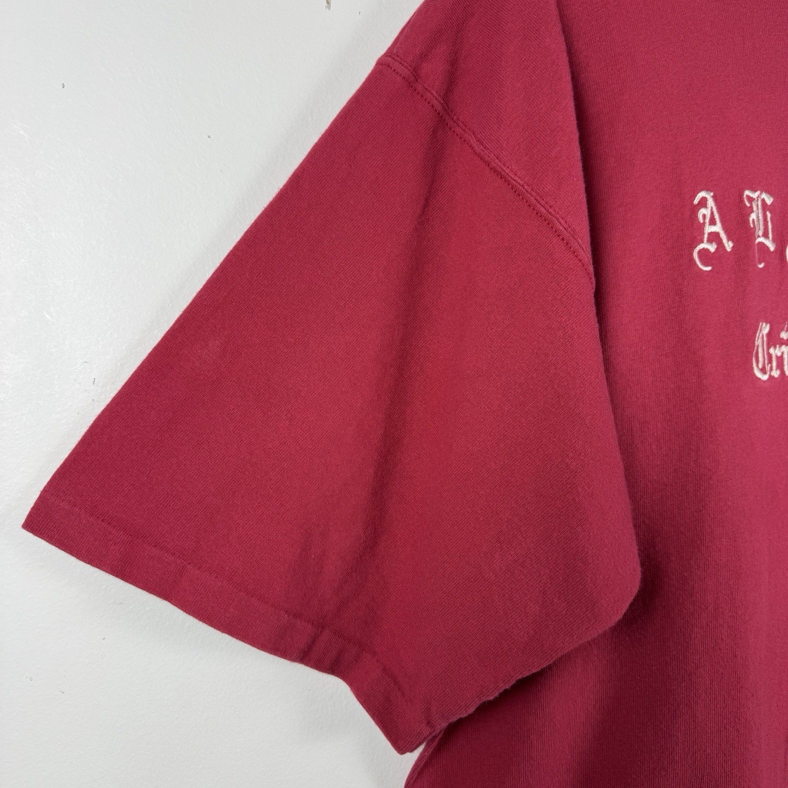 VTG Alabama Crimson Tide Gothic Embroidered Single Stitch Tshirt Size XL Red USA