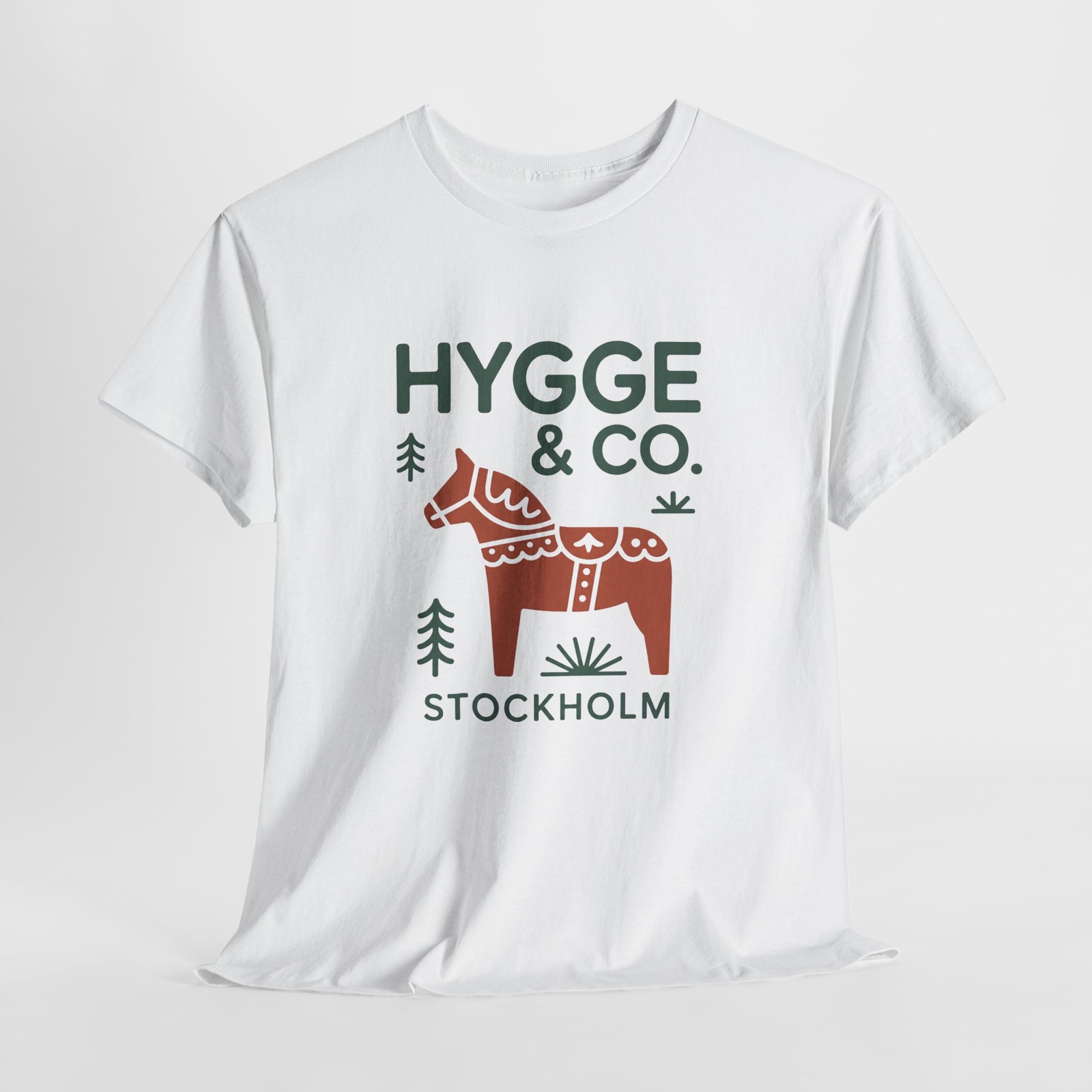 Hygge & Co Stockholm With Dala Horse Short Sleeve T-Shirt, Great Gift For Anyone