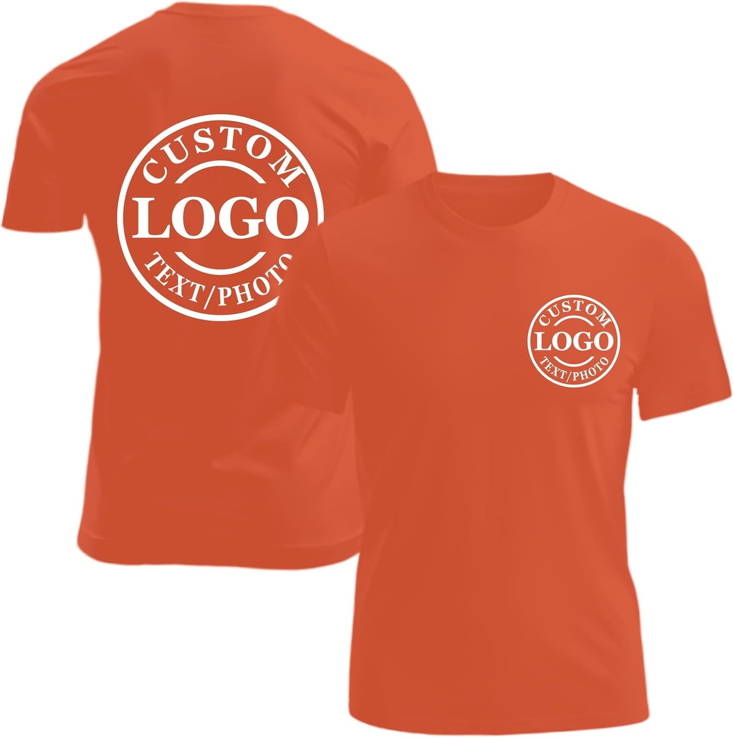 Custom Business Logo T-Shirt Front Back Upload Photo Text Logo 100% Cotton