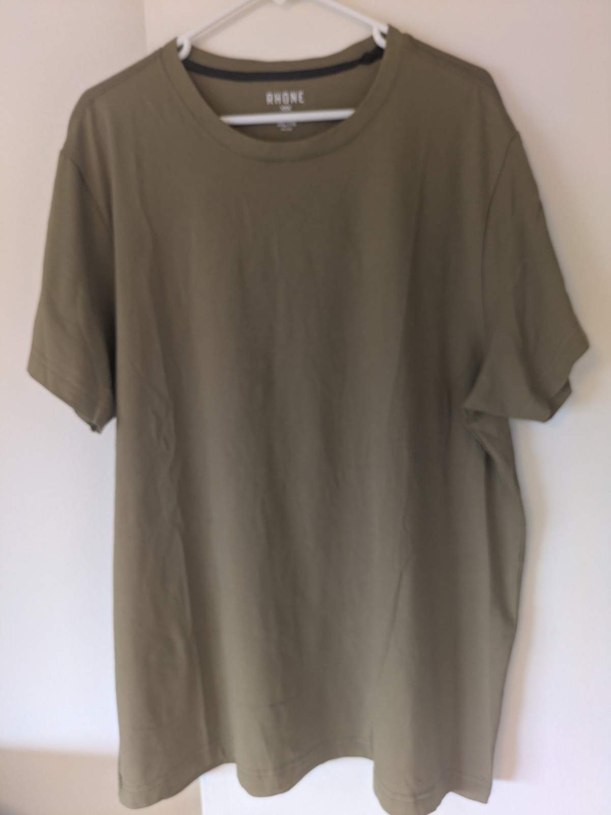 Rhone Element Tee Men’s Green Solid Crew Neck Short Sleeve Anti-Odor Logo, XXL