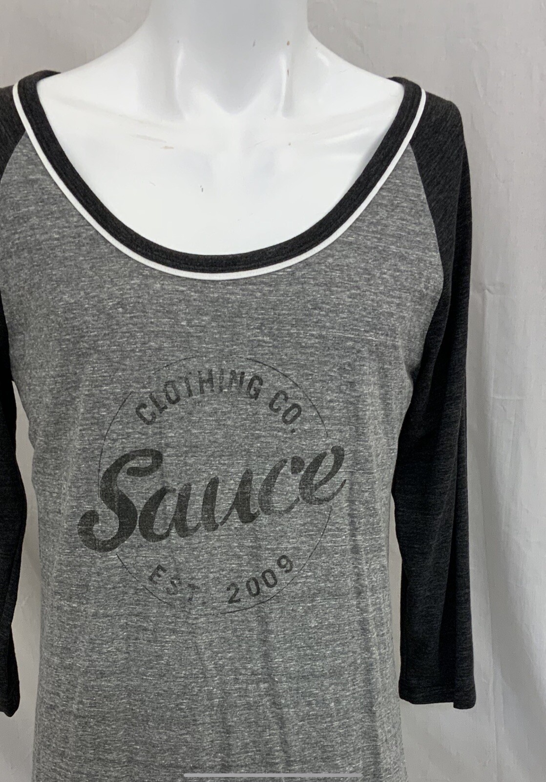 Sauce Hockey Shirt XL Gray 1/2 Sleeve Poly Cotton Rayon Made USA NWT YGI O2-335