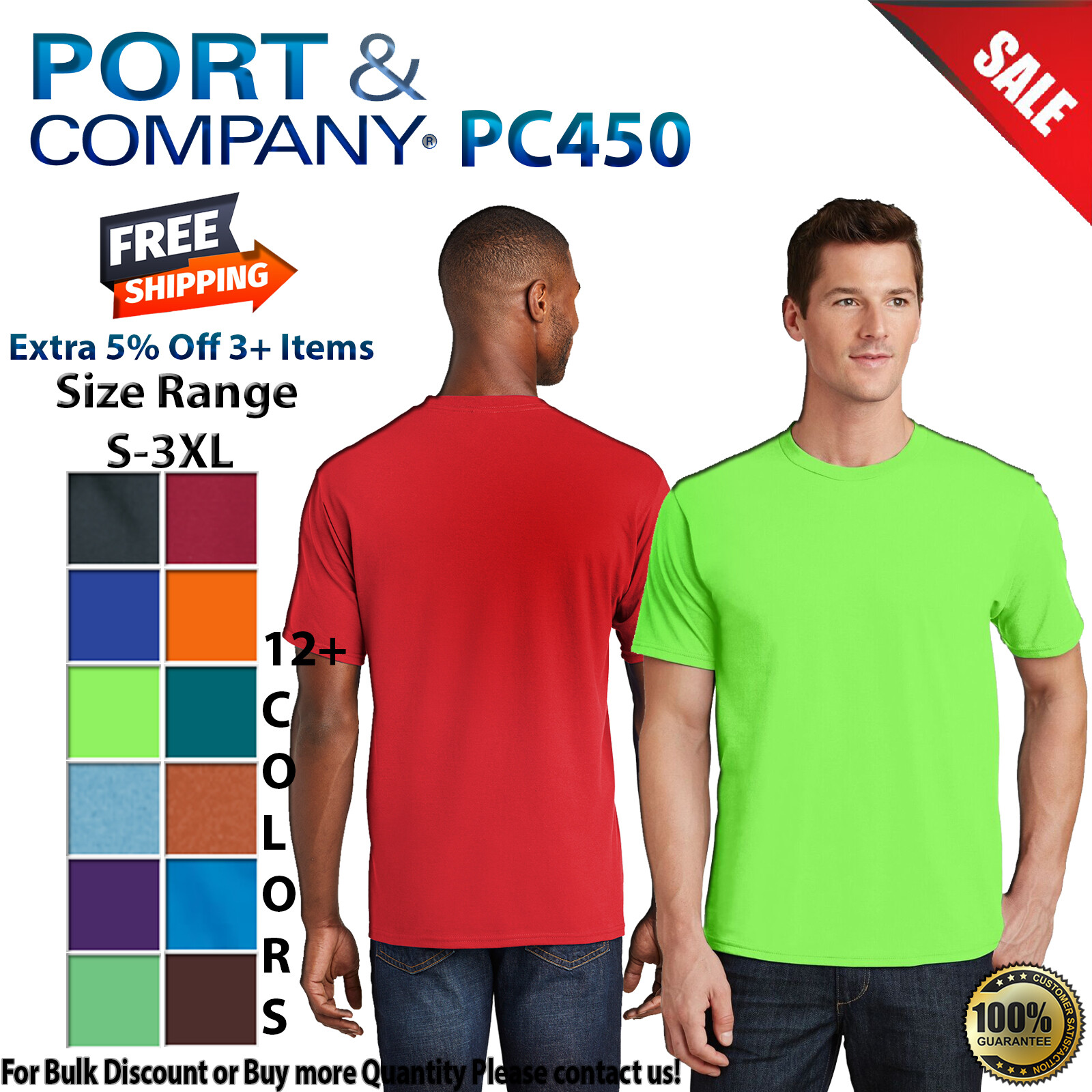 Port & Company PC450 Mens Short Sleeve Fan Favorite Crew Neck Stylish T-Shirt