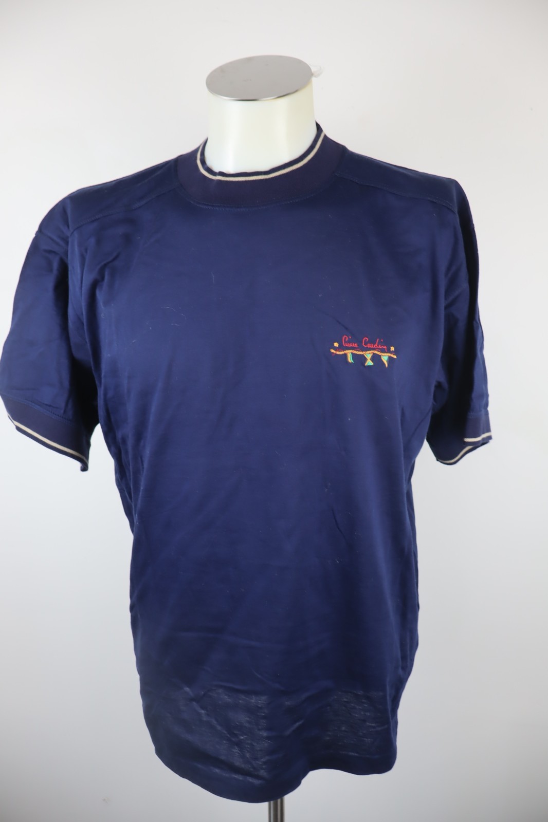 Pierre Cardin Mens T-Shirt Cotton Light Logo Vintage Blue Size 50 Regular Fit