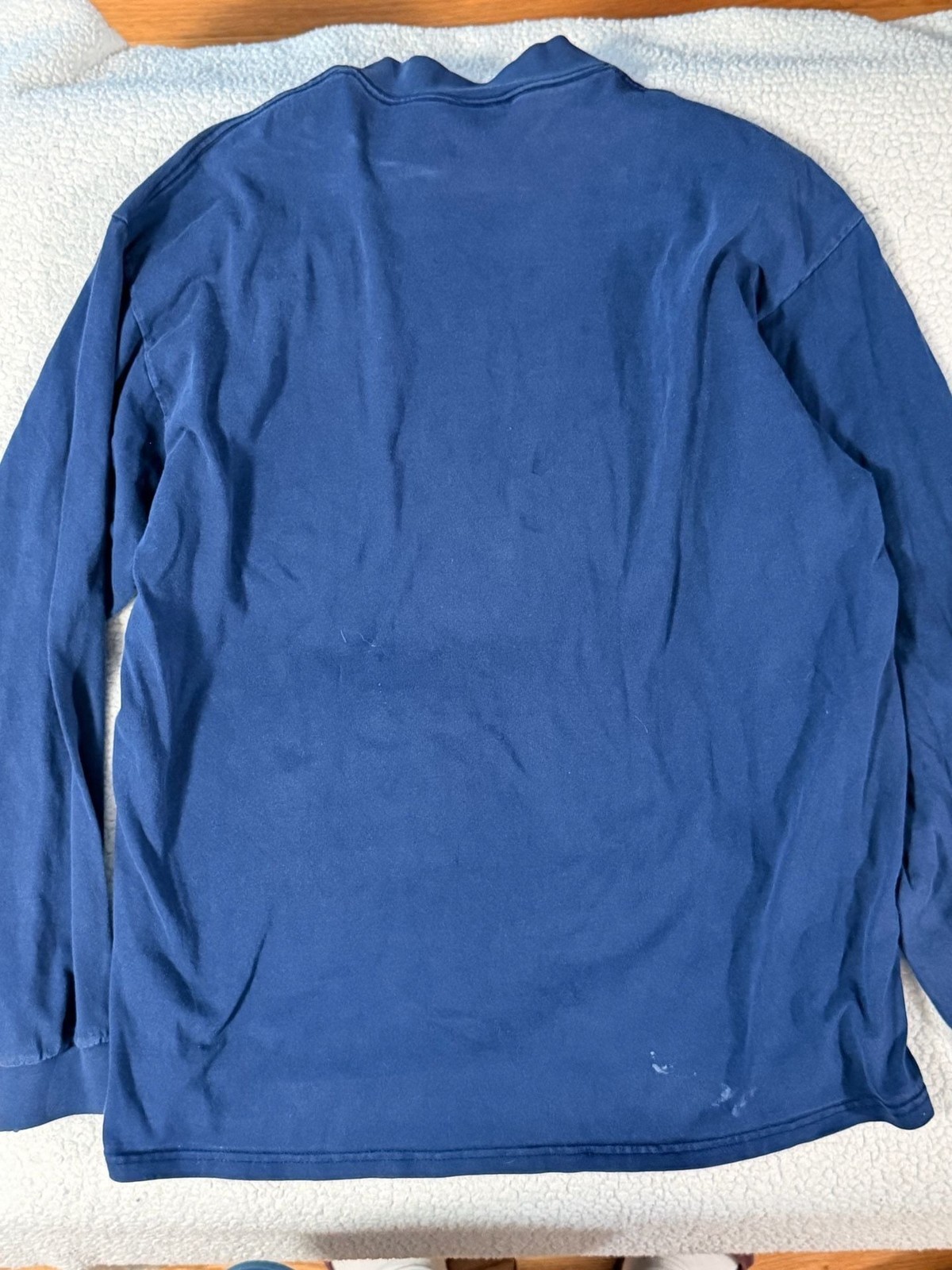 Vintage 90s Nike White Tag Navy Blue Mock Swoosh Long Sleeve Shirt