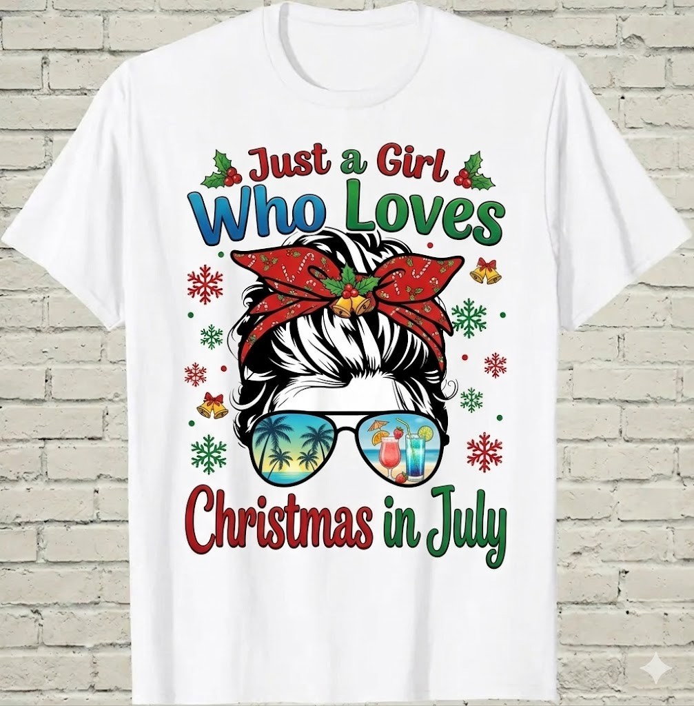 Just A Girl Who Loves Christmas In July Summer Outfit T-Shirt