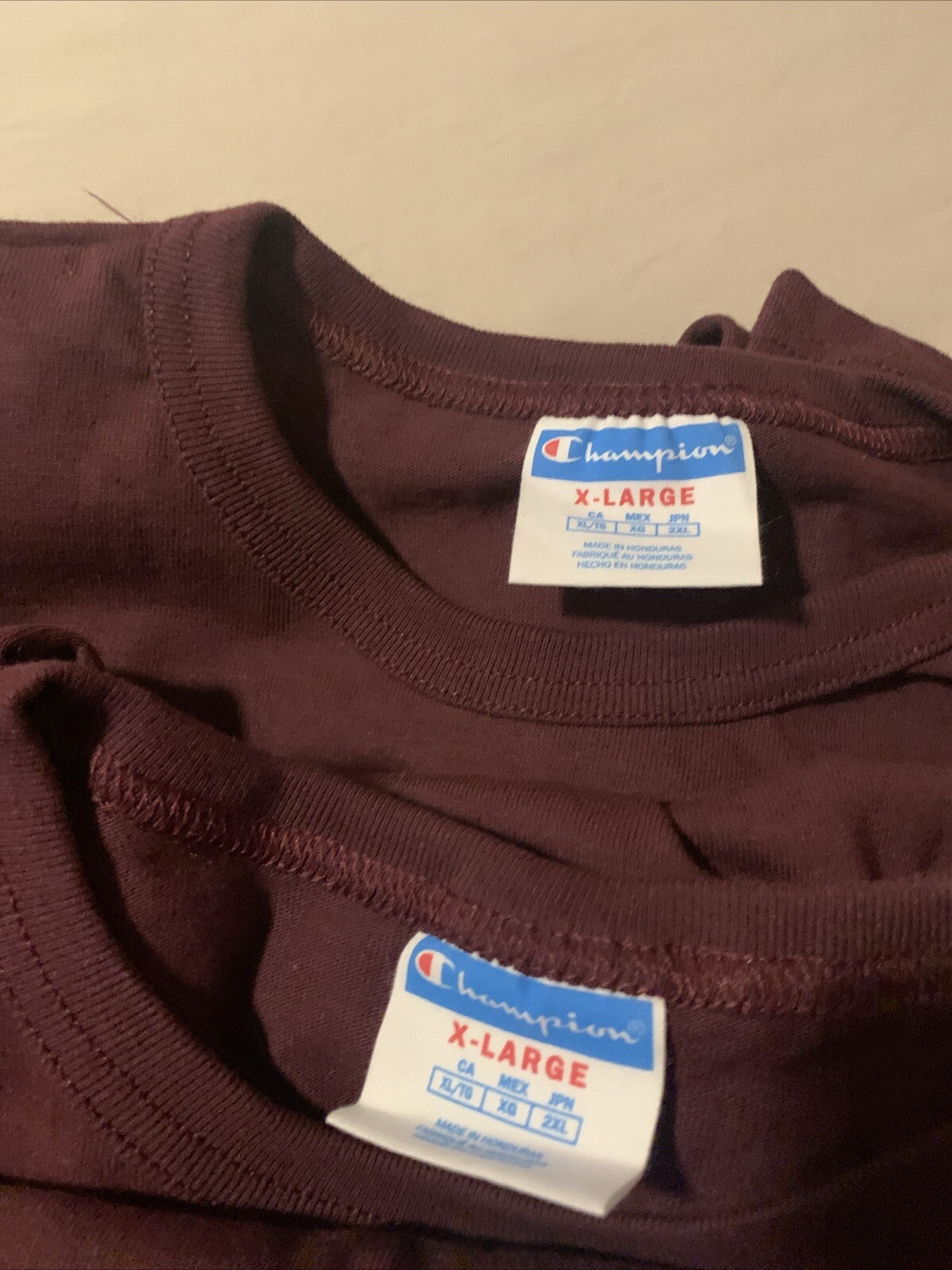 VTG Champion Maroon Plum Heavy Weight Cotton TShirt EXTRA LARGE Unisex Lot Of 12