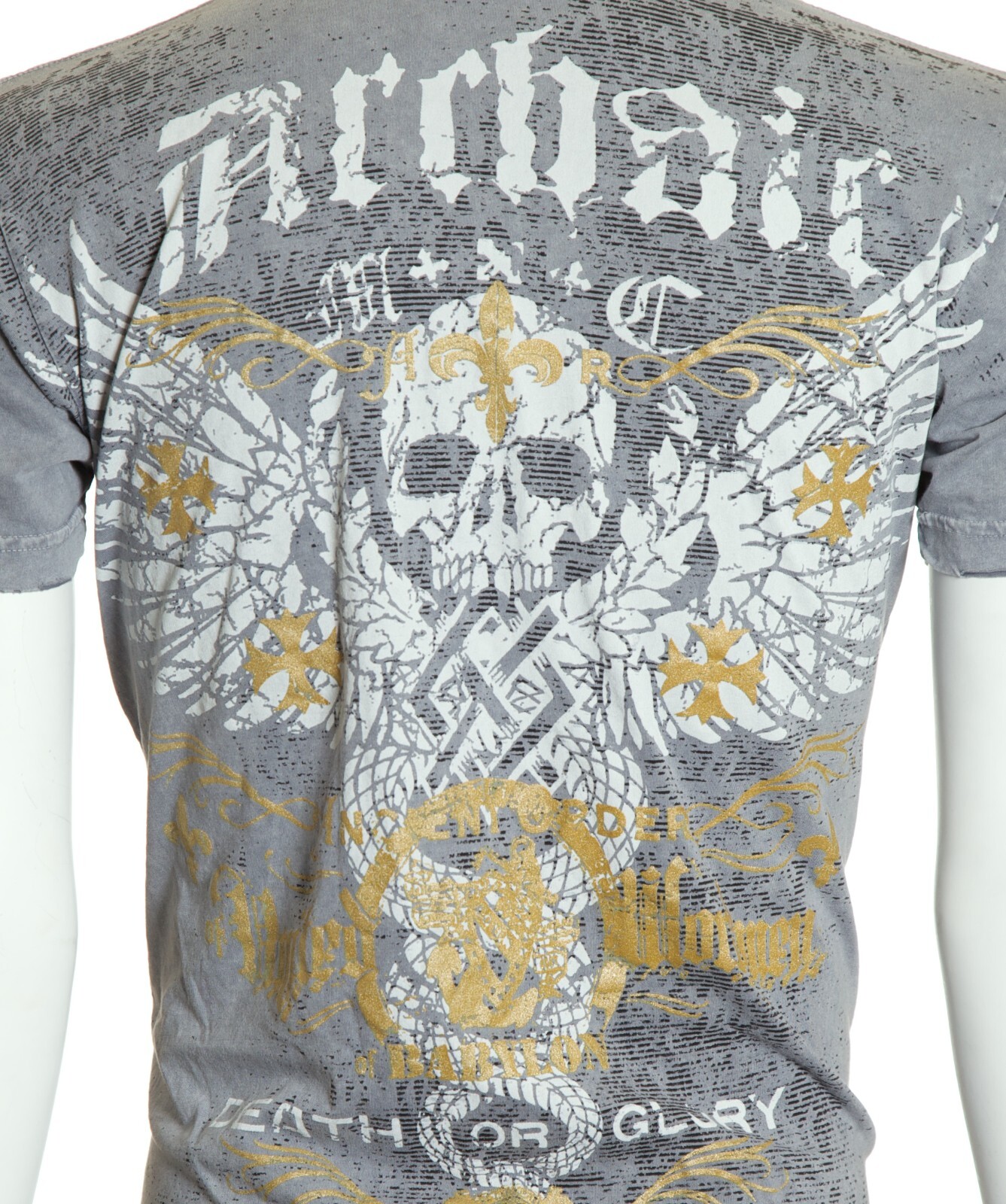 ARCHAIC by AFFLICTION Silver TRAMP Short Sleeve Slim Fit Y2K T-shirt 3XL 4XL NWT