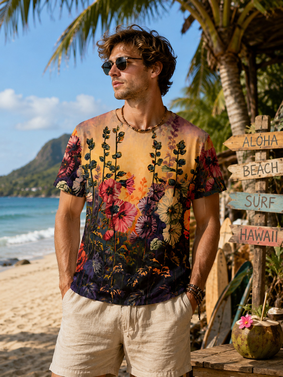 Wearable Art T-Shirt Floral Garden Print by Natalia Savchenko Women’s To Ukraine