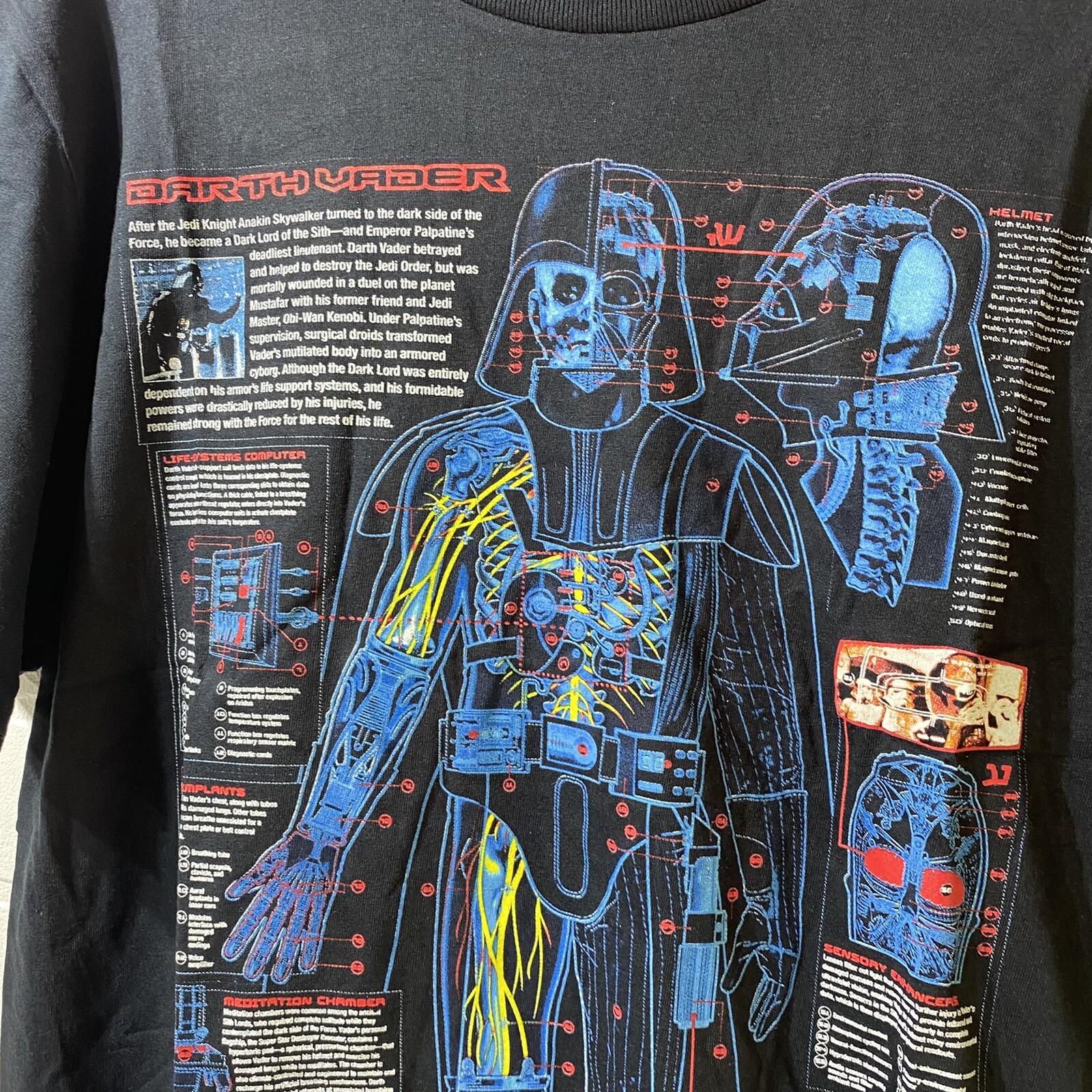 NEW – Mad Engine Darth Vader Schematic Blueprint Graphic Tee Tshirt – MED – BLK