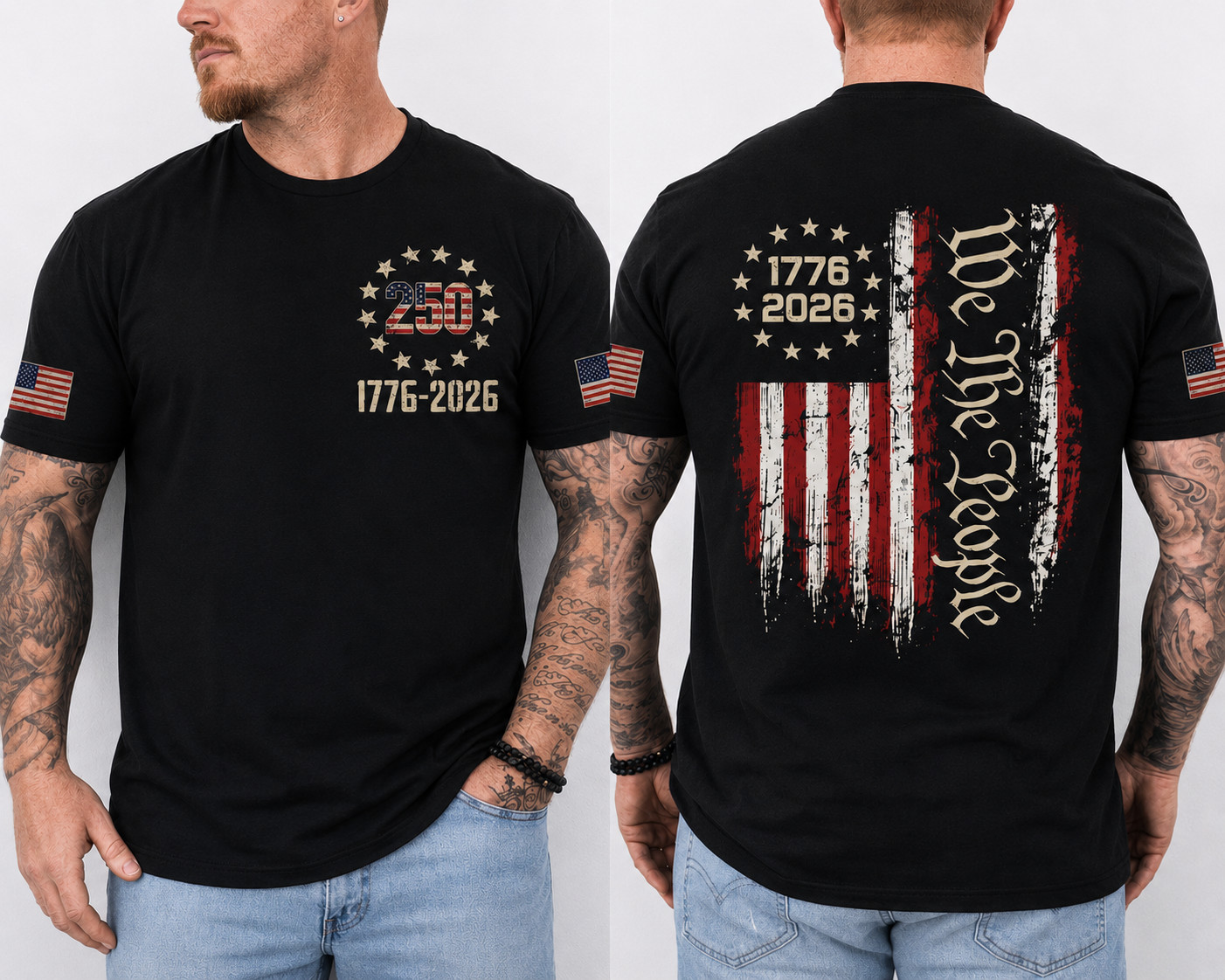 250 Years American Flag 250th Anniversary USA Patriotic T-Shirt S-5XL
