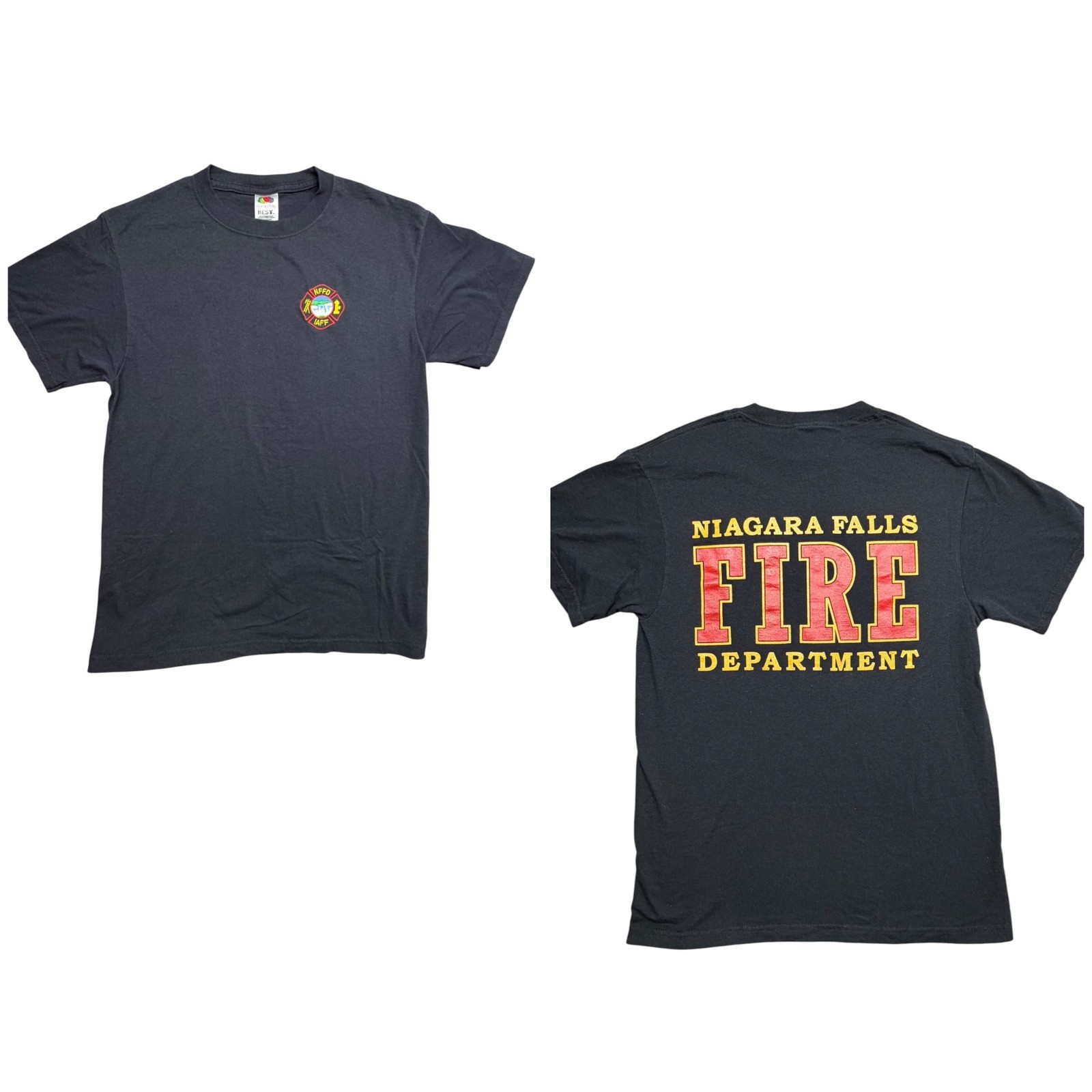 Fruit of the Loom Niagara Falls Fire Department T-Shirt Mens Medium Black NFFD