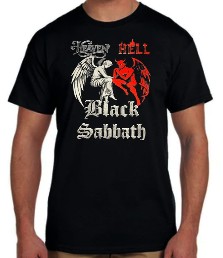 Black Sabbath Heaven & Hell Heavy Metal Band Men’s Black T Shirt