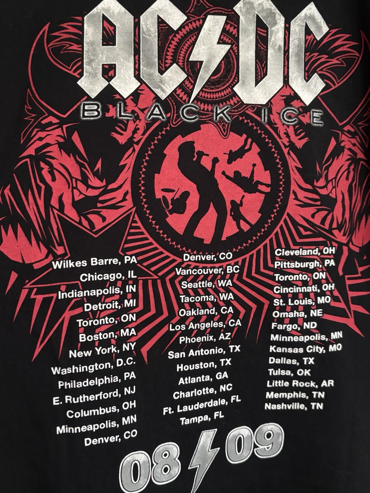 AC/DC Rock N Roll Train 08/09 Black Graphic Shirt Men’s Medium Short Sleeve
