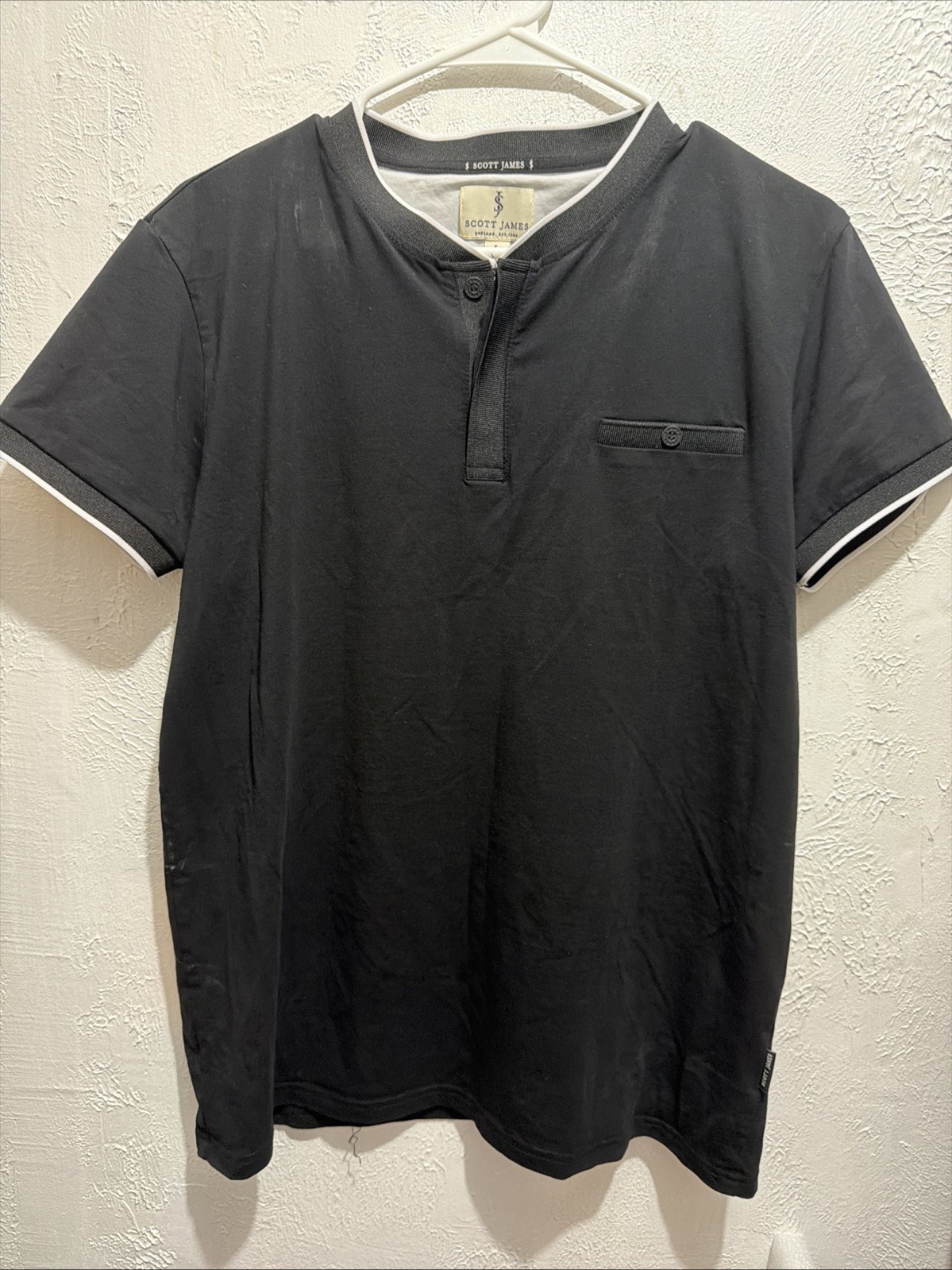 Scott James L Black Slim Golf Tennis Shirt Short Sleeve Casual Pickleball