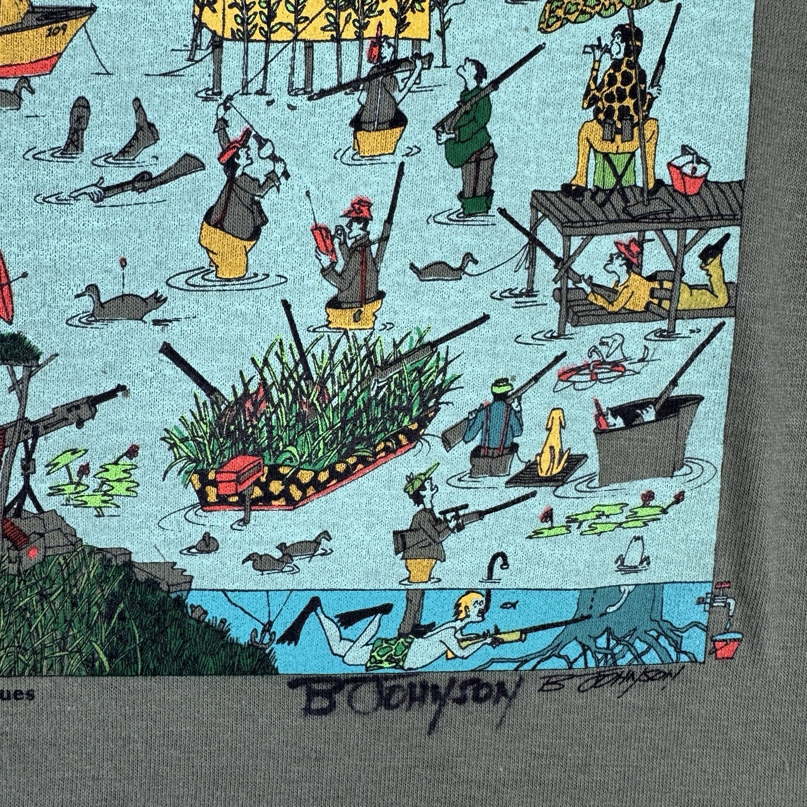 VTG 90s Duck Hunting Graphic T Shirt Single Stitch USA Humor Outdoor Rifle Large