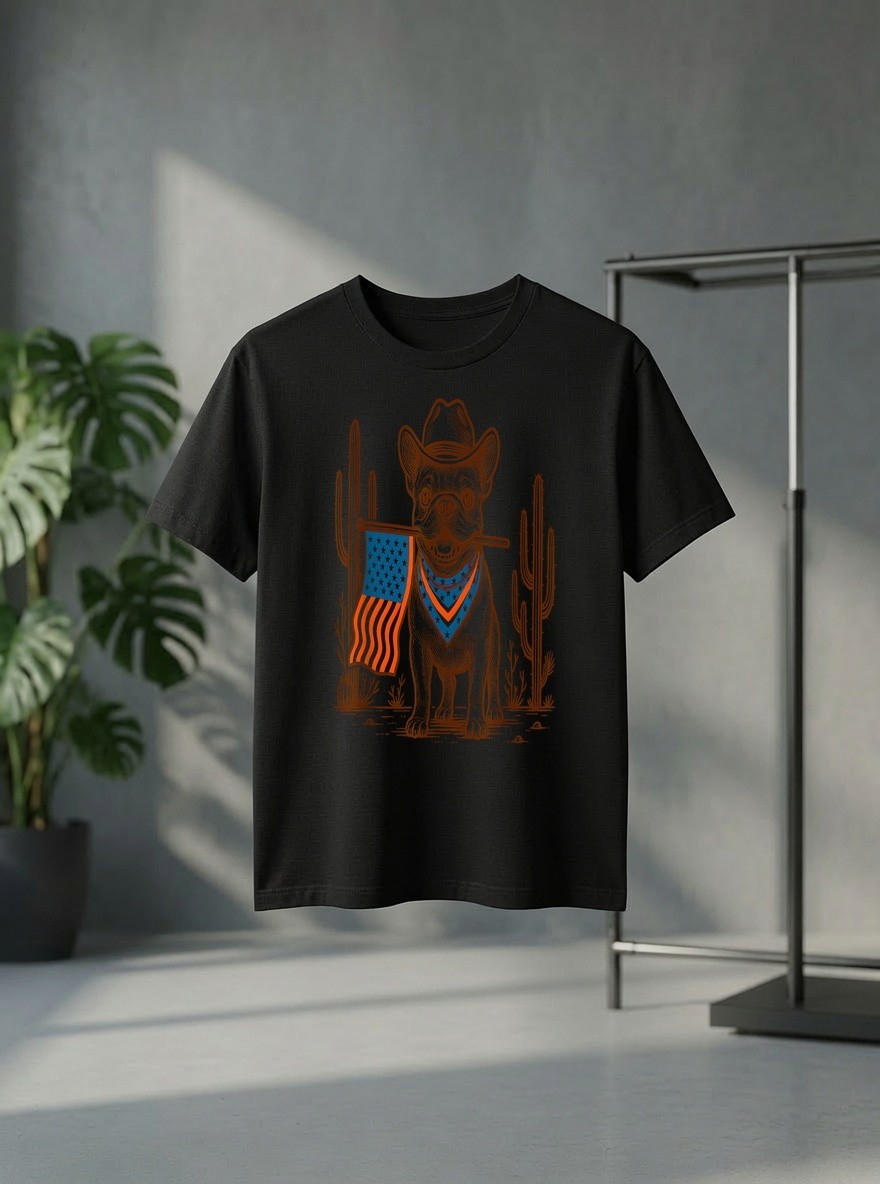 4th of July French Bulldog Frenchie Western Desert Vibes Tee