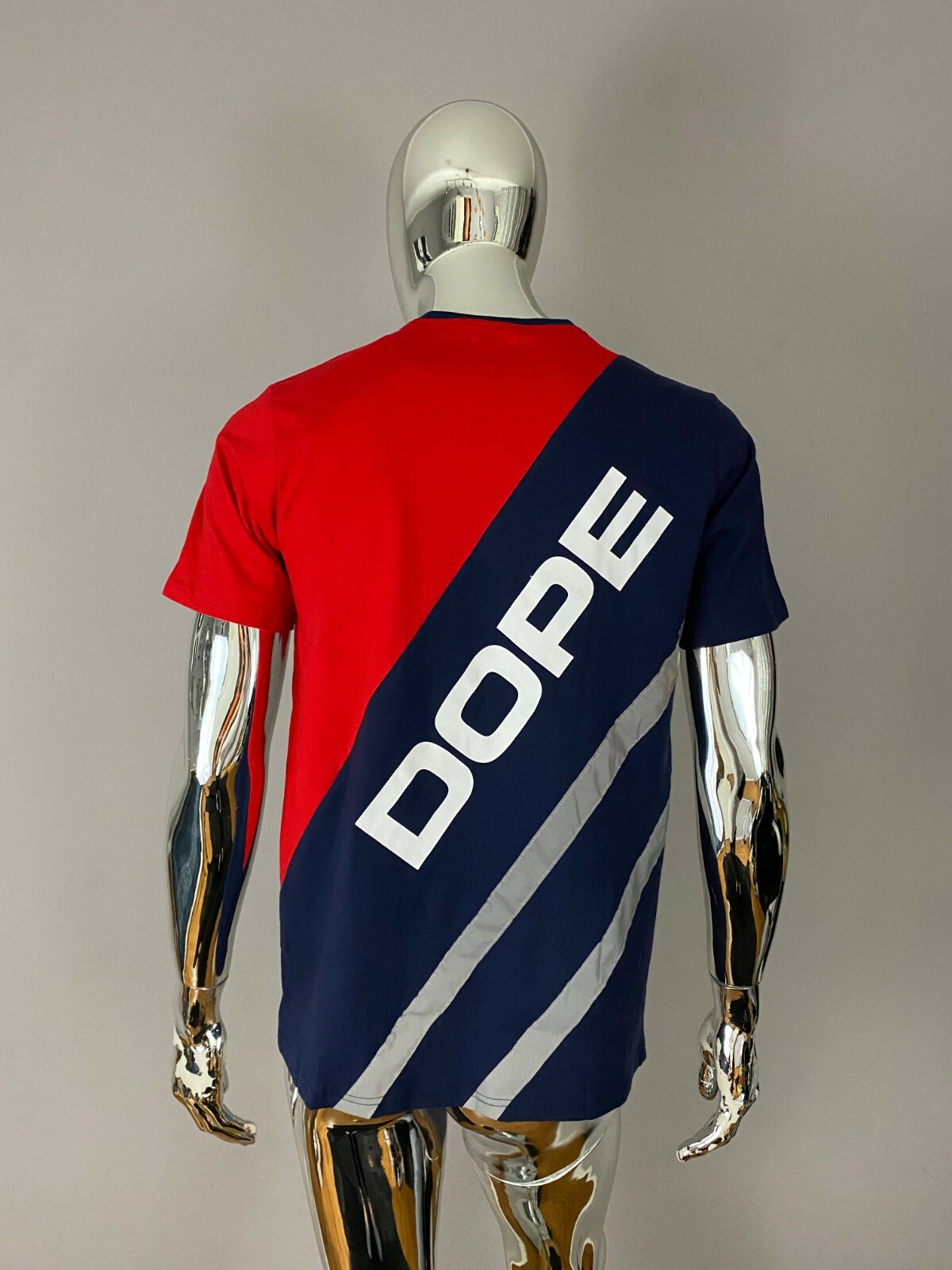 DOPE Sport International Wired Tee Red Navy Blue Diagonal Logo Graphic Shirt M