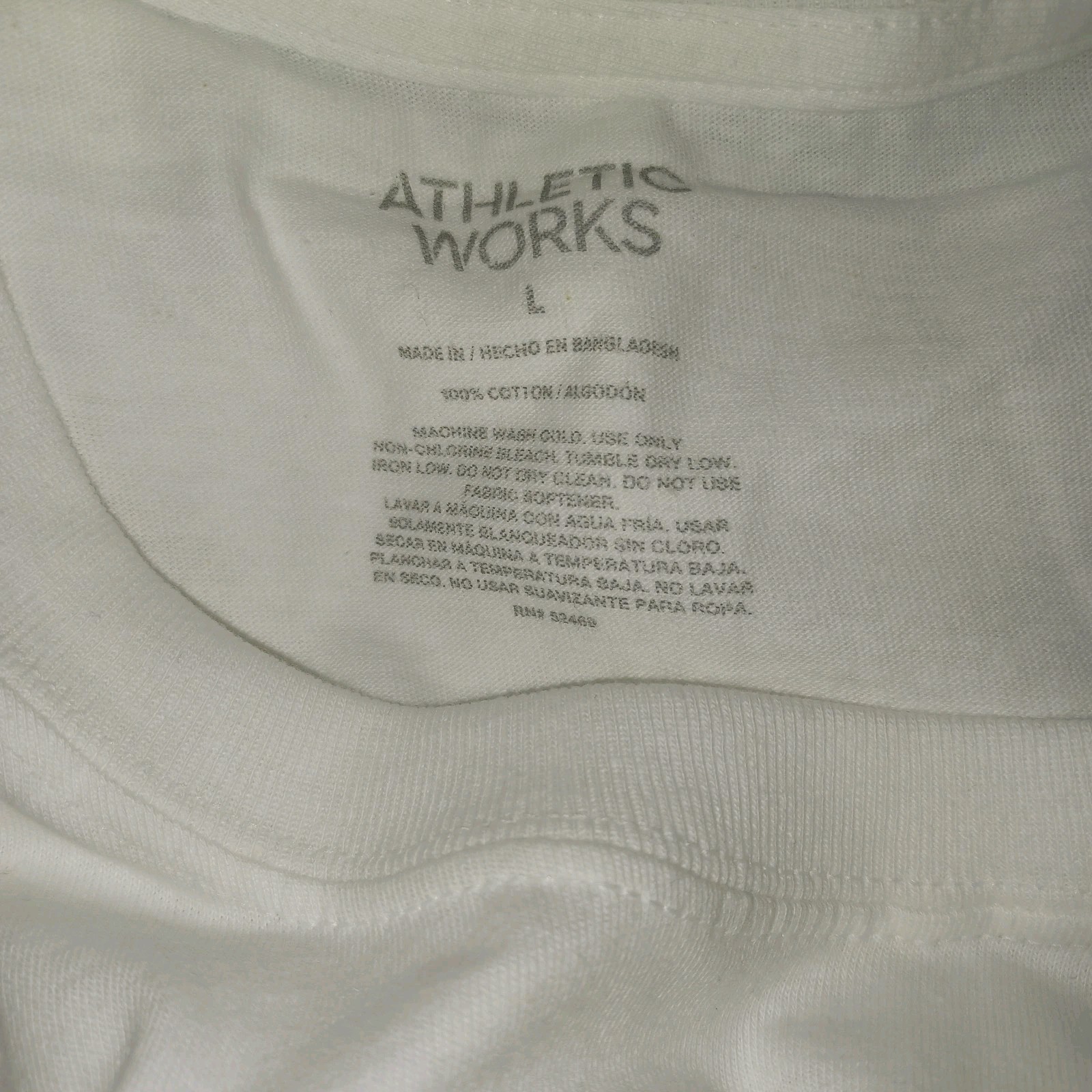 6-Pk Athletic Works Men’s L Cotton White T-Shirts Short Sleeves Loose Fit (HL)
