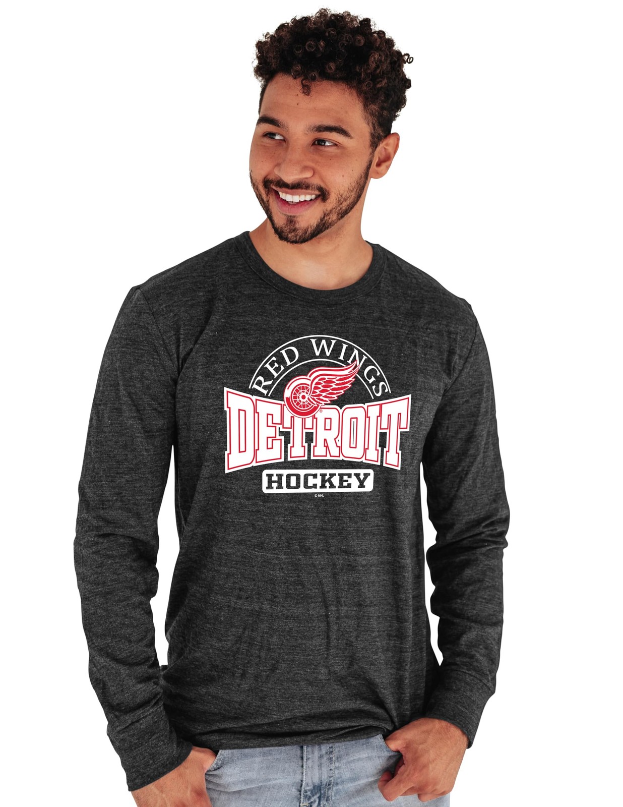 Blue 84 Detroit Red Wings Nhl Officially Licensed Tri-Blend Long Sleeve T-Shirt