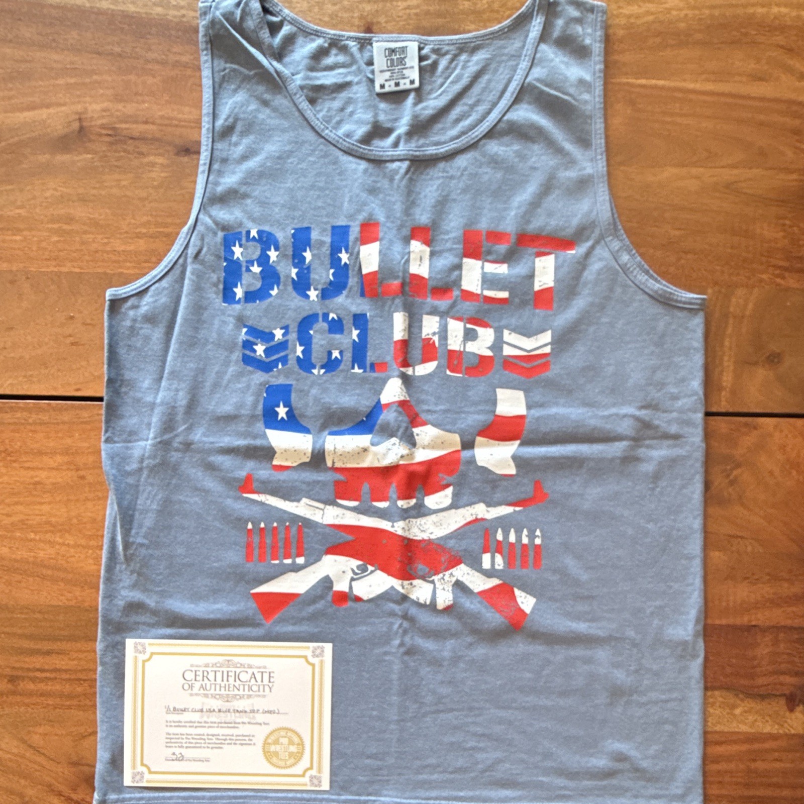 NJPW Bullet Club USA Tank Top Blue/Gray Men’s M Scoop Neck